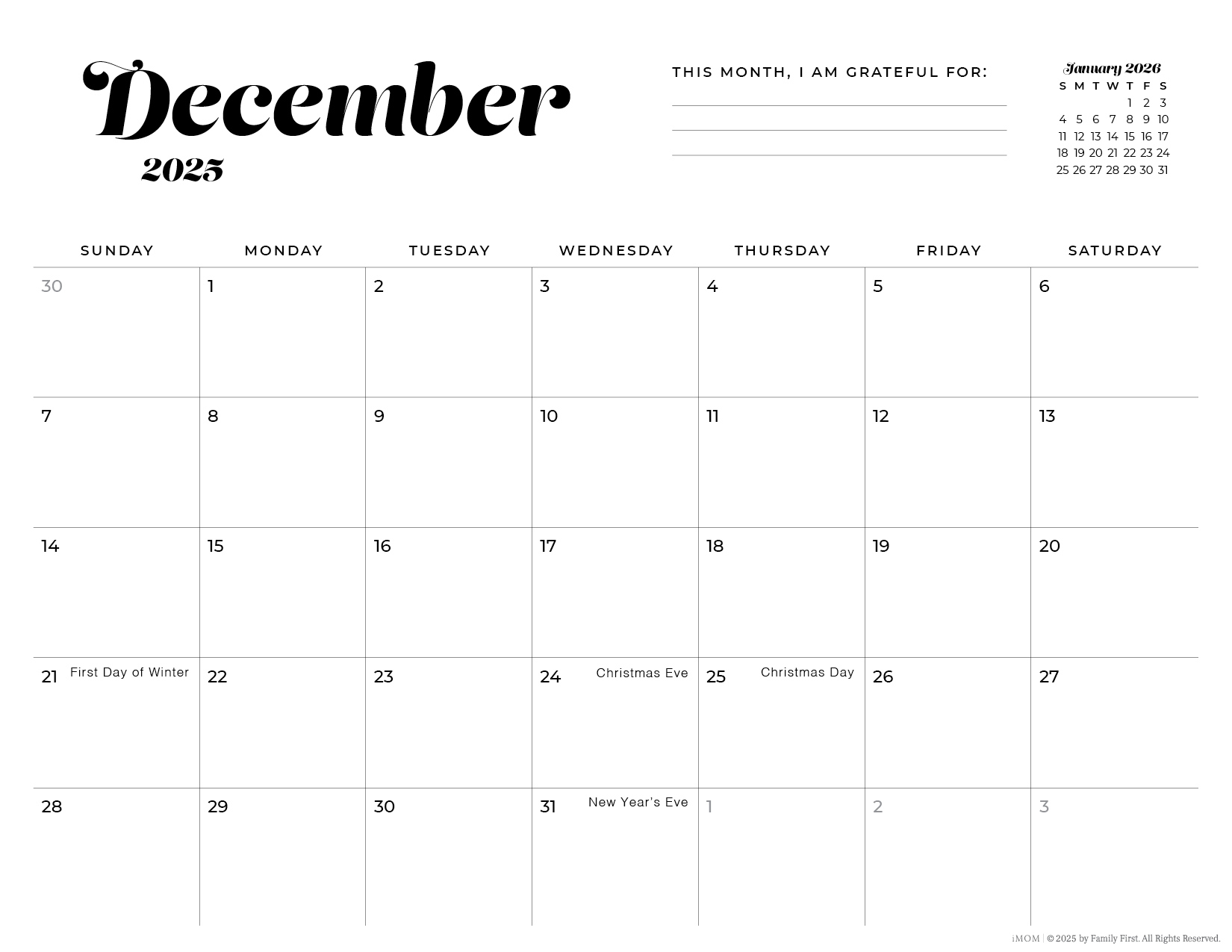 2025 Printable Calendars: Free Printable Calendar Designs - Imom in Imom Printable Calendar December 2025