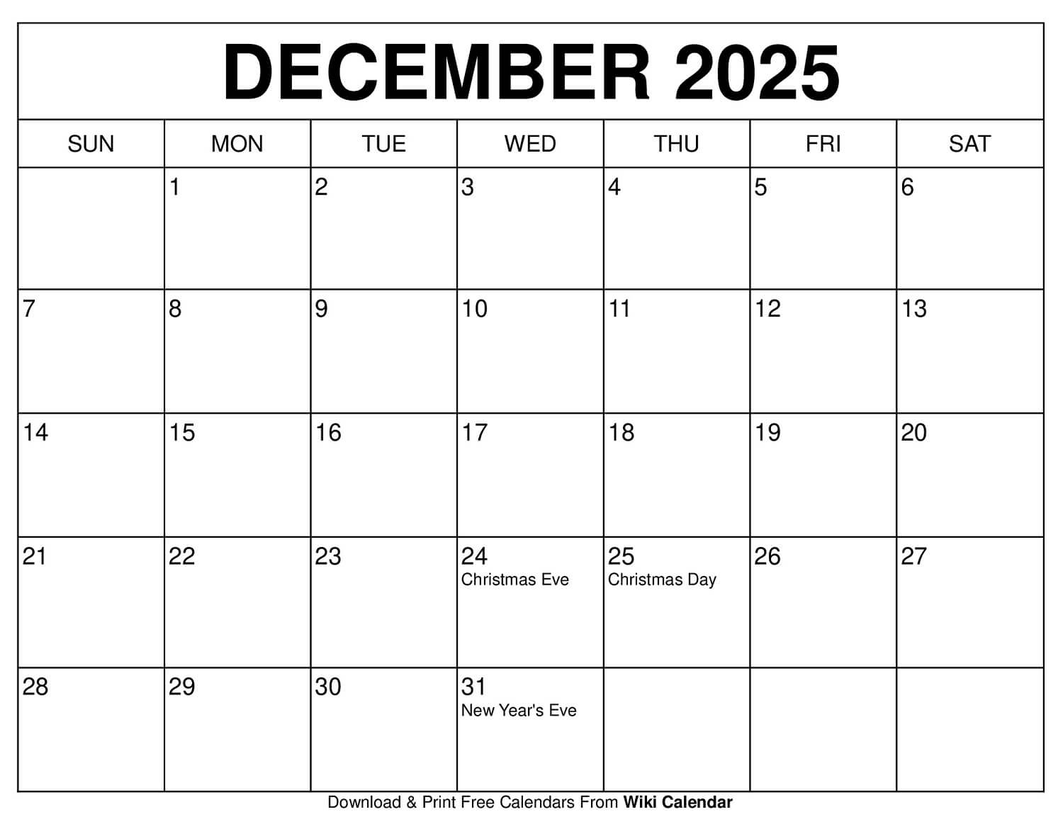 December 2025 Calendar - Printable Templates &amp; More within December 2025 Calendar Page Printable