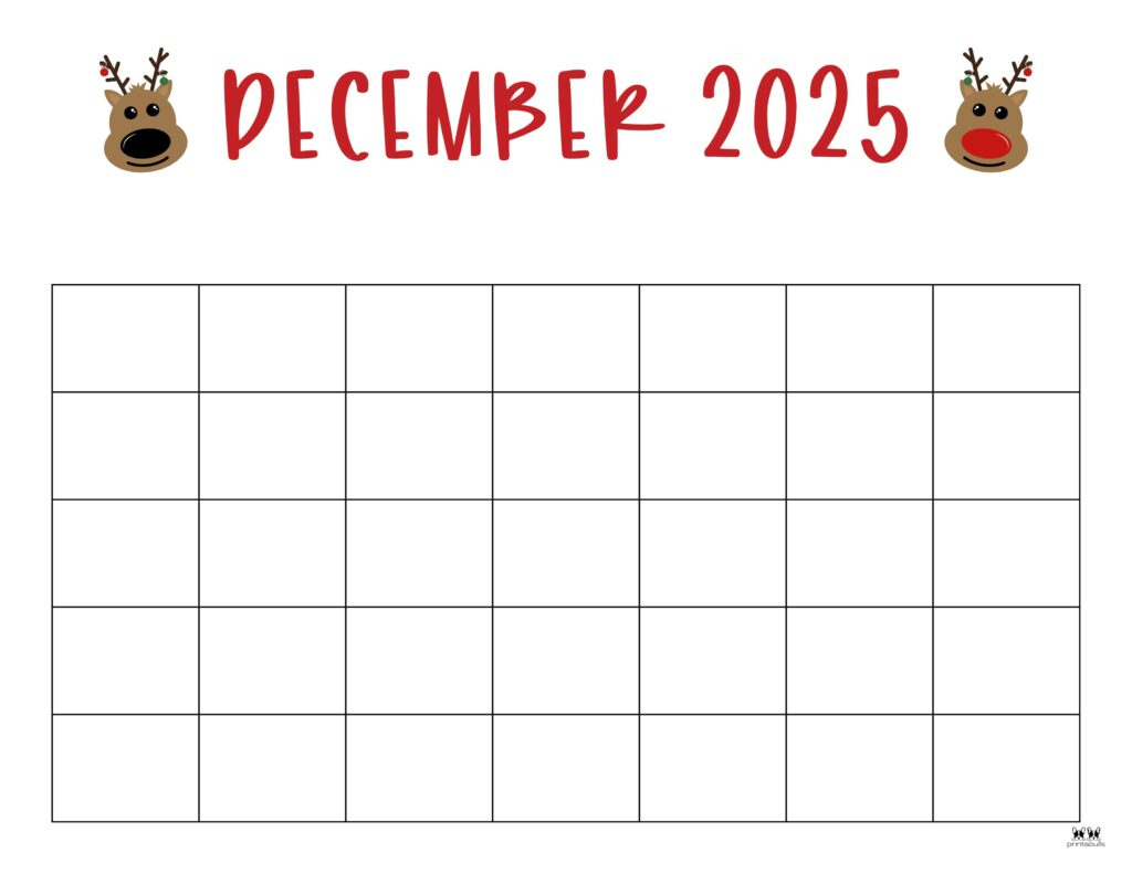 December 2025 Calendars - 107 Free Printables | Printabulls in December 2025 Blank Printable Calendar