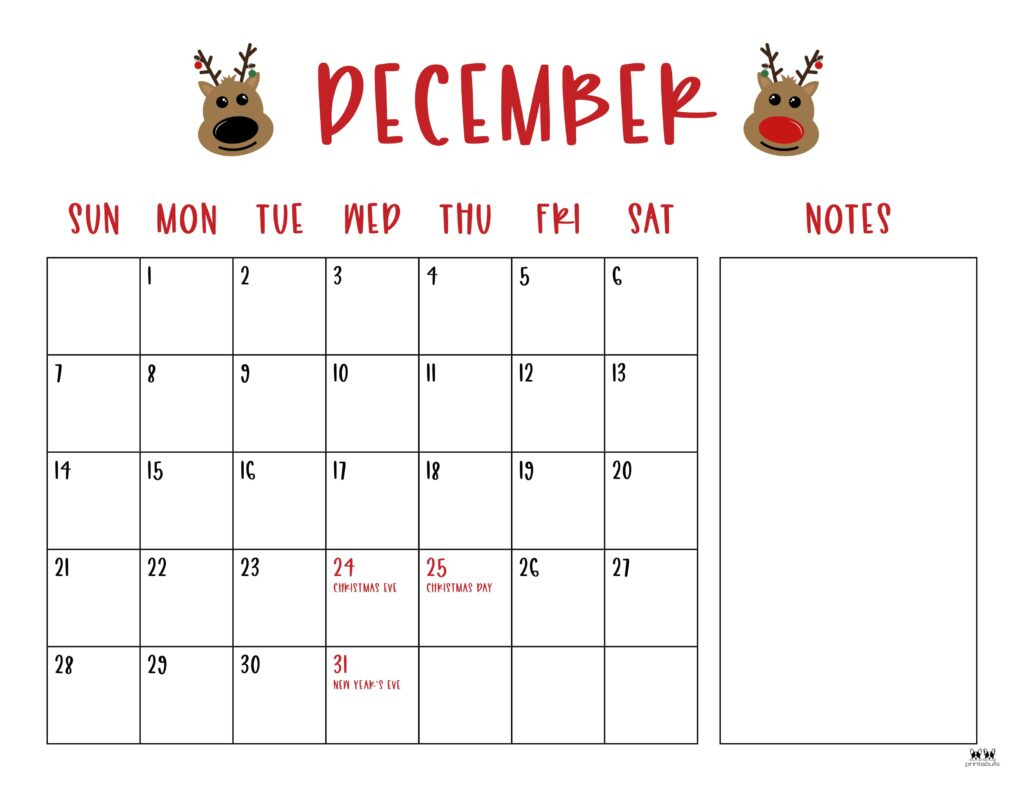December 2025 Calendars - 107 Free Printables | Printabulls regarding December 2025 Calendar Christmas Printable