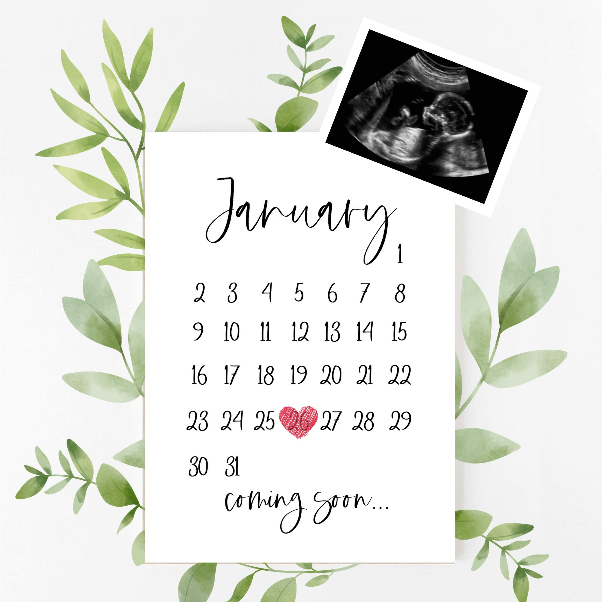 December 2025 Pregnancy Announcement Printable | December in Free Printable Pregnancy Announcement Calendar December 2025