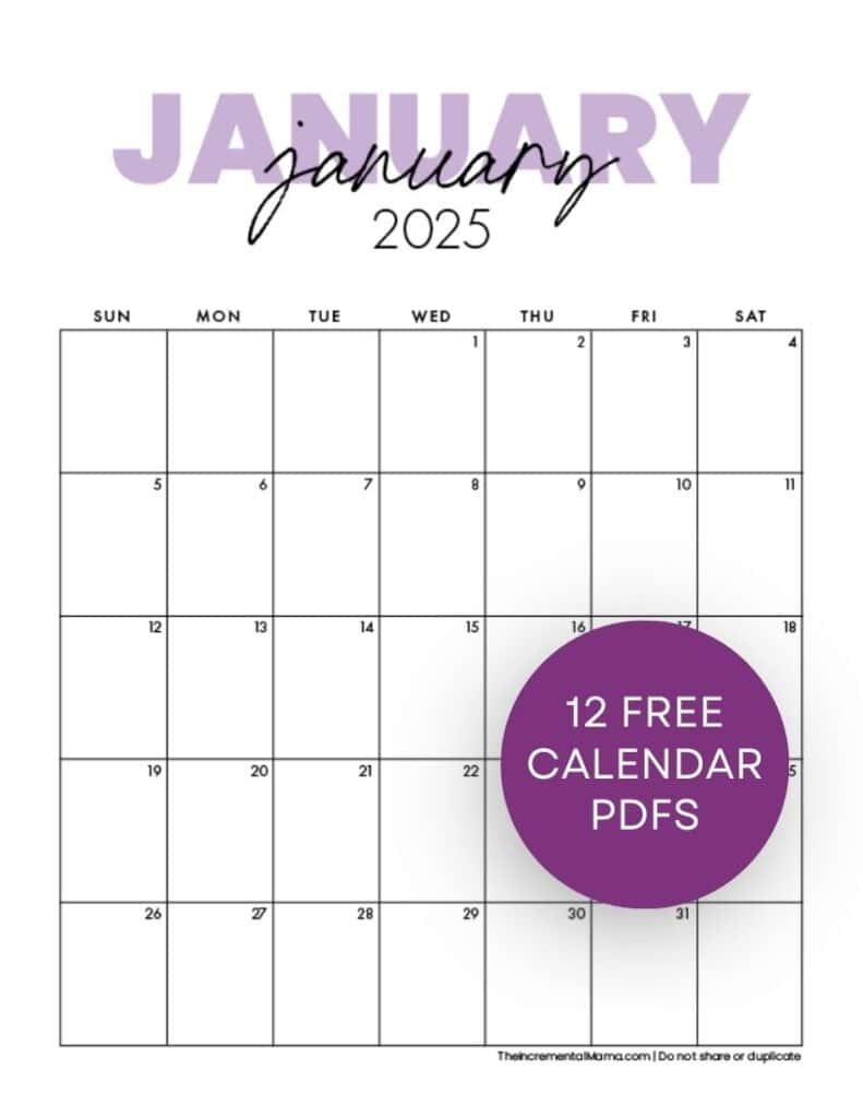 Free 2025 Monthly Calendar Template - January To December intended for January to December 2025 Calendar Printable