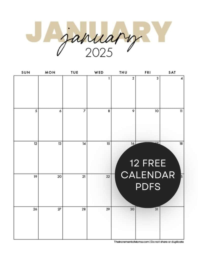 Free Printable 2025 Monthly Calendar (January - December Pdfs regarding January To December 2025 Calendar Printable