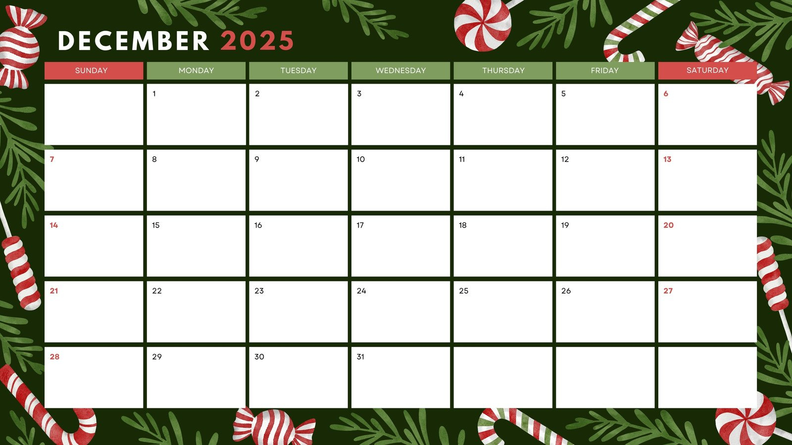 Free, Printable December 2025 Calendar Templates | Canva for Printable Calendar 2025 December