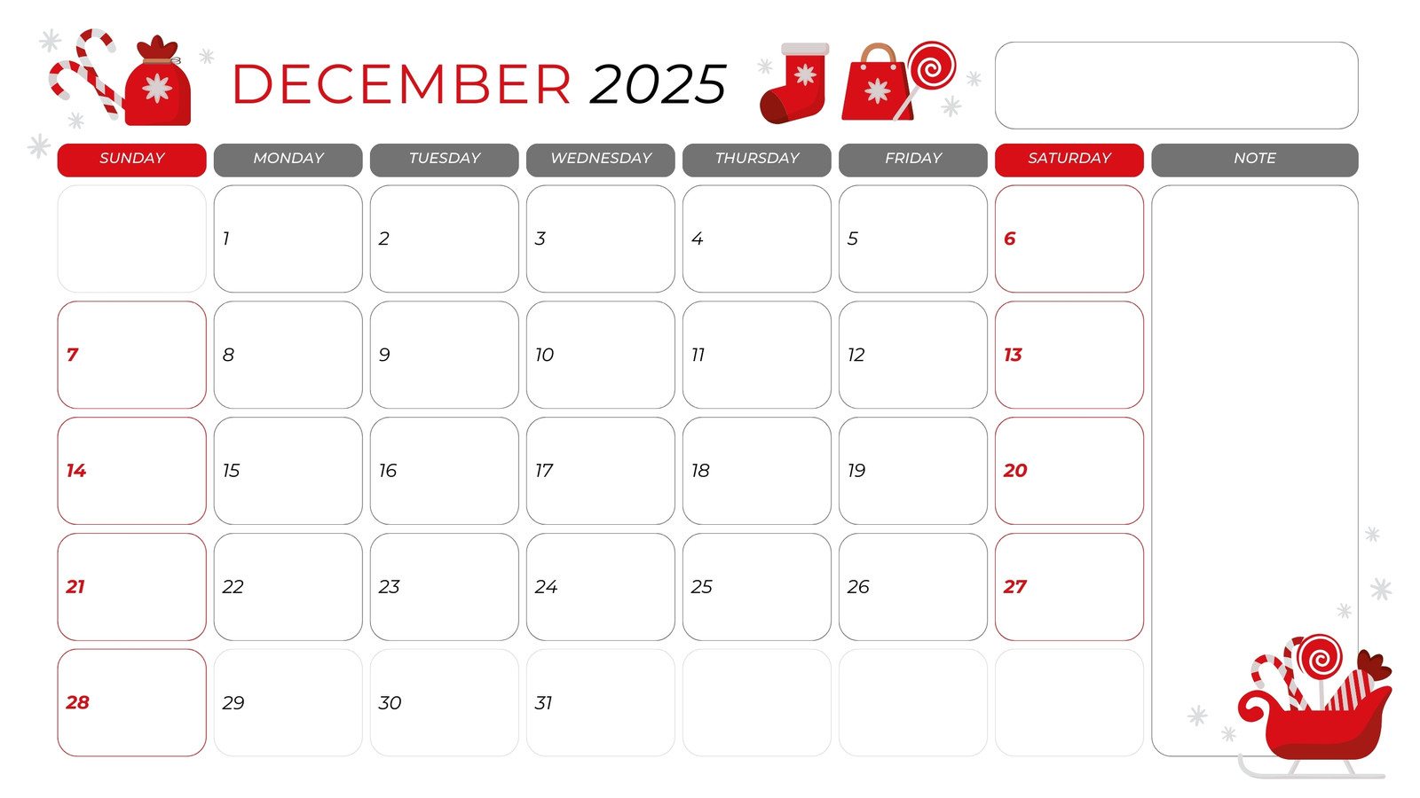 Free, Printable December 2025 Calendar Templates | Canva inside Printable December 2025 Calendar Christmas