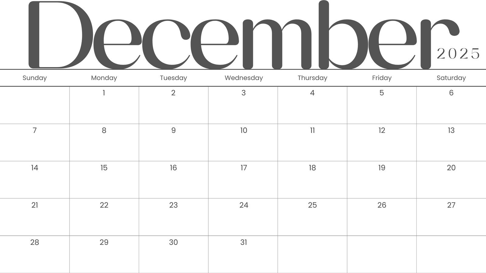 Free, Printable December 2025 Calendar Templates | Canva throughout December Calendar 2025 Printable
