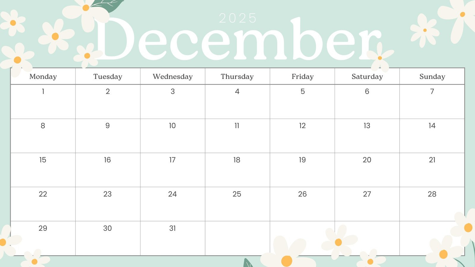 Free, Printable December 2025 Calendar Templates | Canva with regard to Small December 2025 Calendar Printable