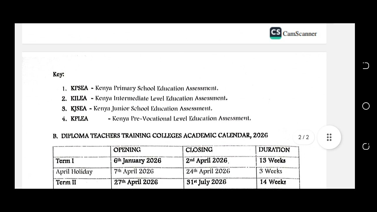 2026 Academic Year// 2026 Term Dates for School Calendar 2026 Kenya
