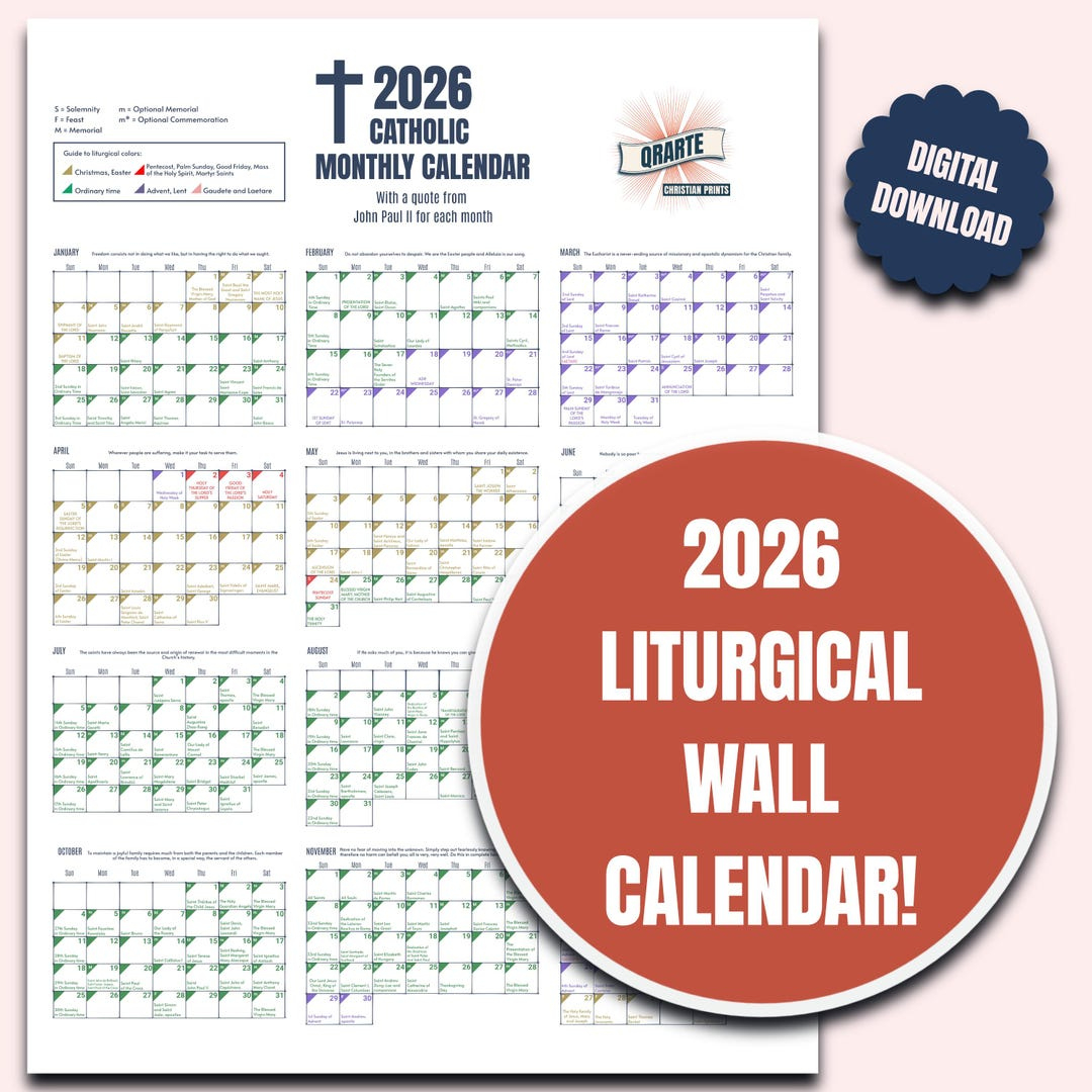 2026 Color-Coded Liturgical Calendar - Instant Download Catholic Planner - Etsy Sweden in Catholic Feast Day Calendar 2026