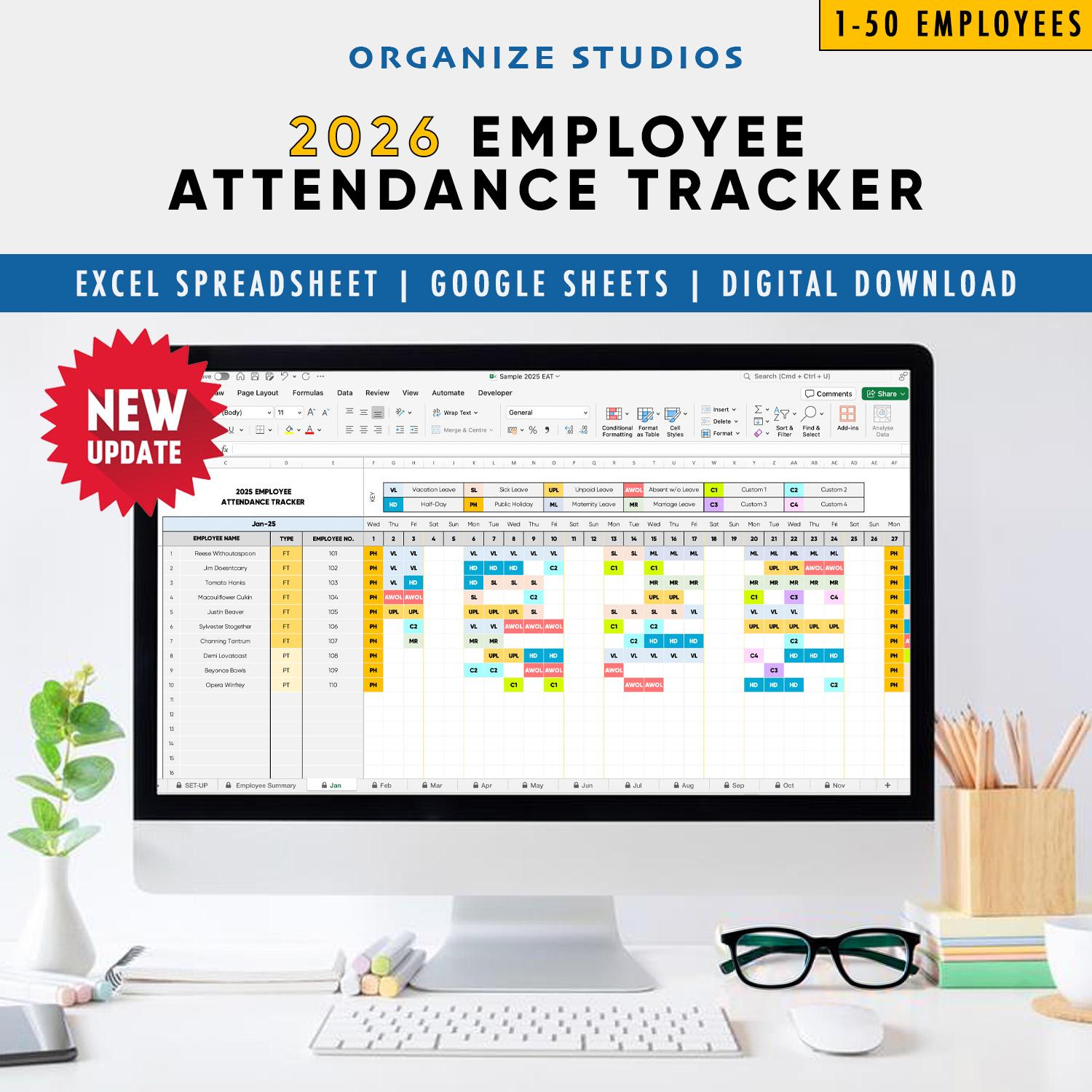 2026 Employee Attendance Tracker: Excel &amp;amp; Google Sheets in Employee Attendance Sheet 2026