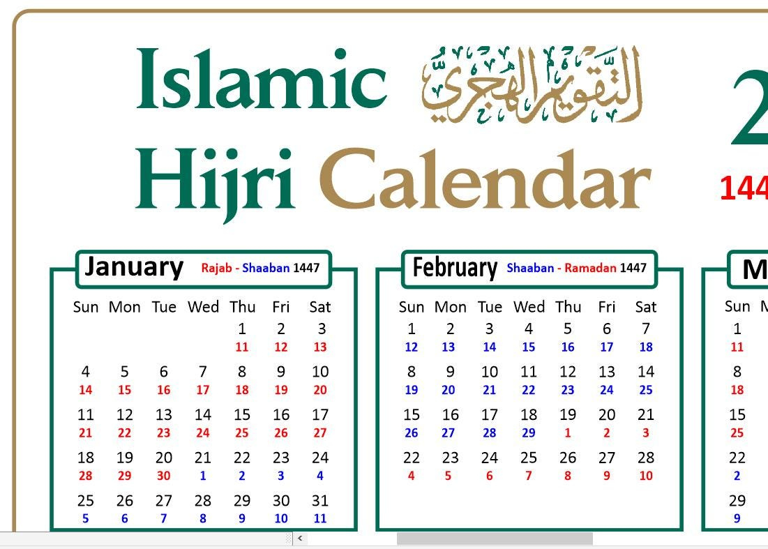 2026 Islamic Calendar With Colour Coded 1447 And 1448 Ah Dates pertaining to Islamic Calendar 2026 Singapore