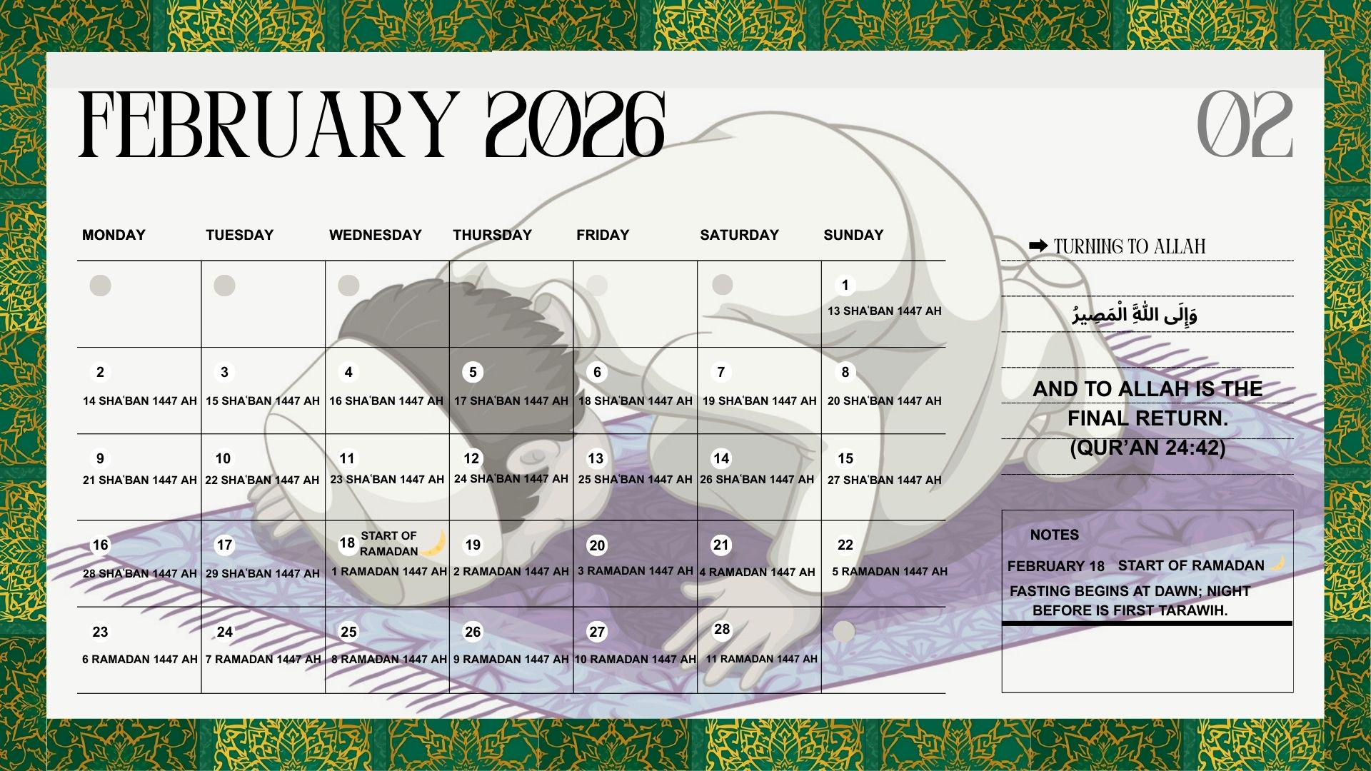 2026 Islamic Hijri Calendar: Muslim Prayer & Ramadan Planner regarding Islamic Calendar 2026 Muis