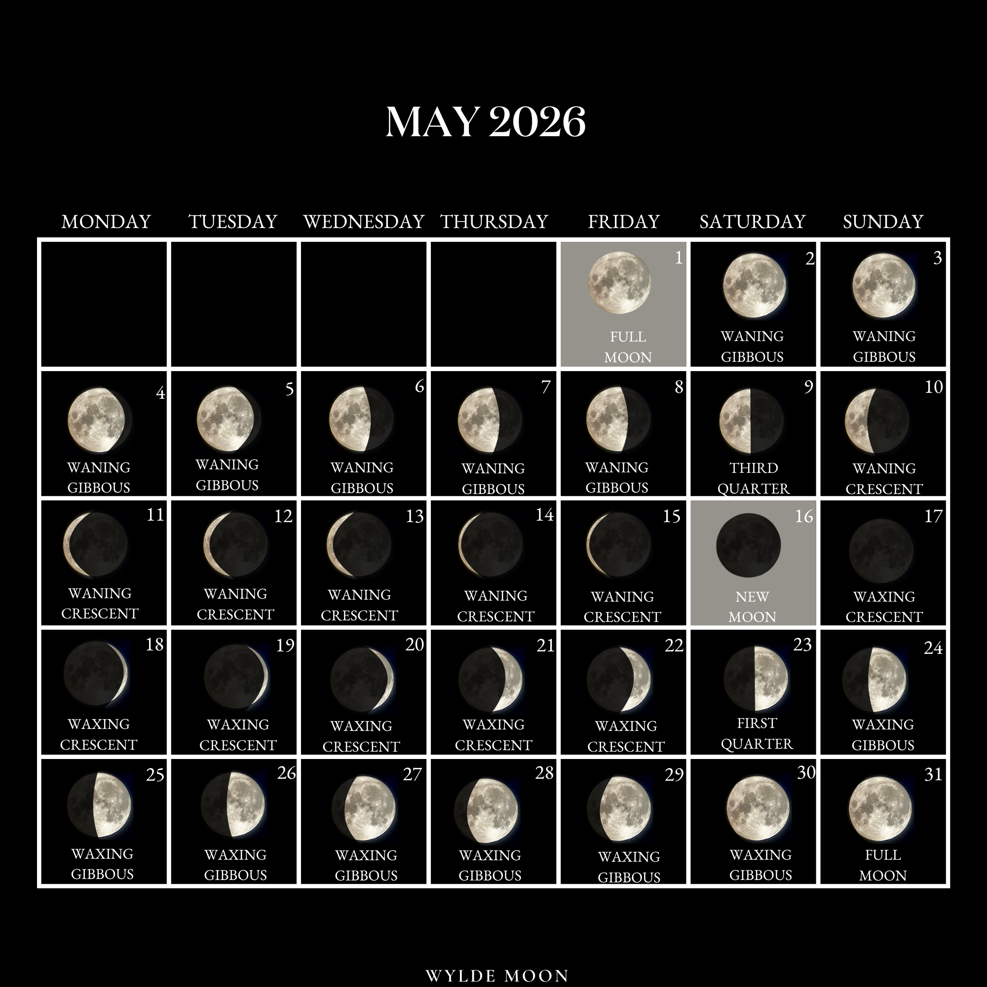 2026 Moon Calendar - Every Phase And Stage Of The Moon for Full Moon Calendar 2026 Uk