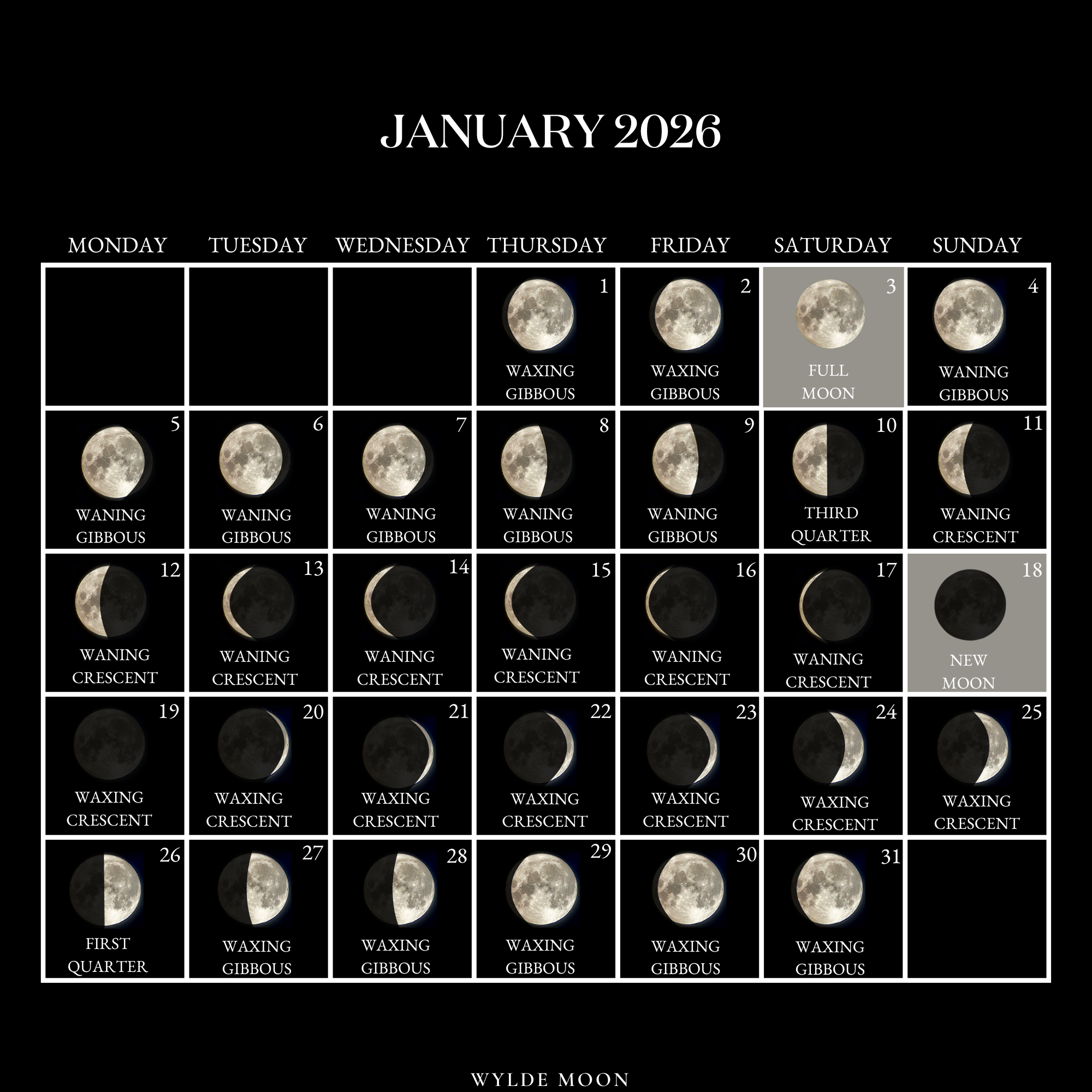 2026 Moon Calendar - Every Phase And Stage Of The Moon regarding Full Moon Calendar January 2026