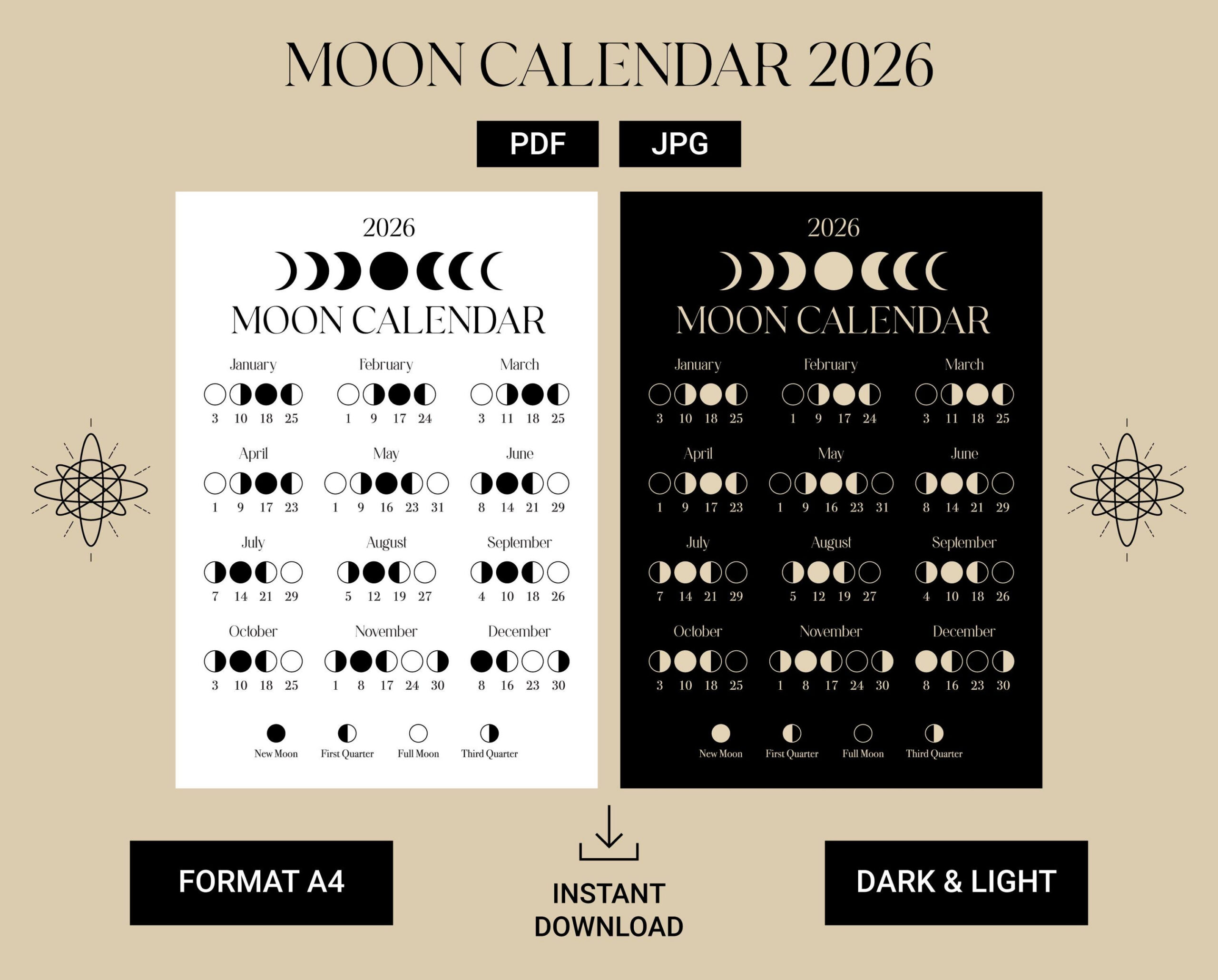 2026 Moon Calendar – Los Angeles Time (Pst/Pdt), Moon Phase for Full Moon Calendar 2026 USA