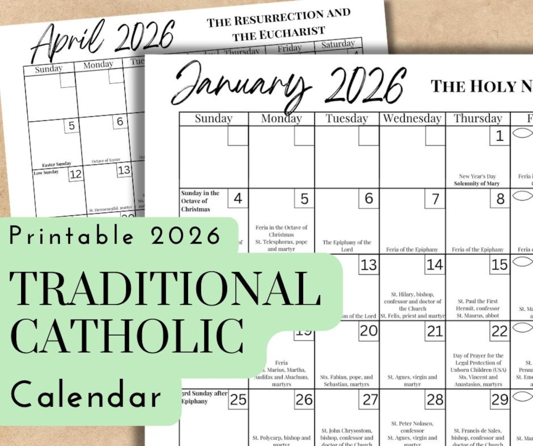 2026 Traditional Catholic Calendar | Liturgical Planner With Feast with regard to April 2026 Calendar With Catholic Holidays