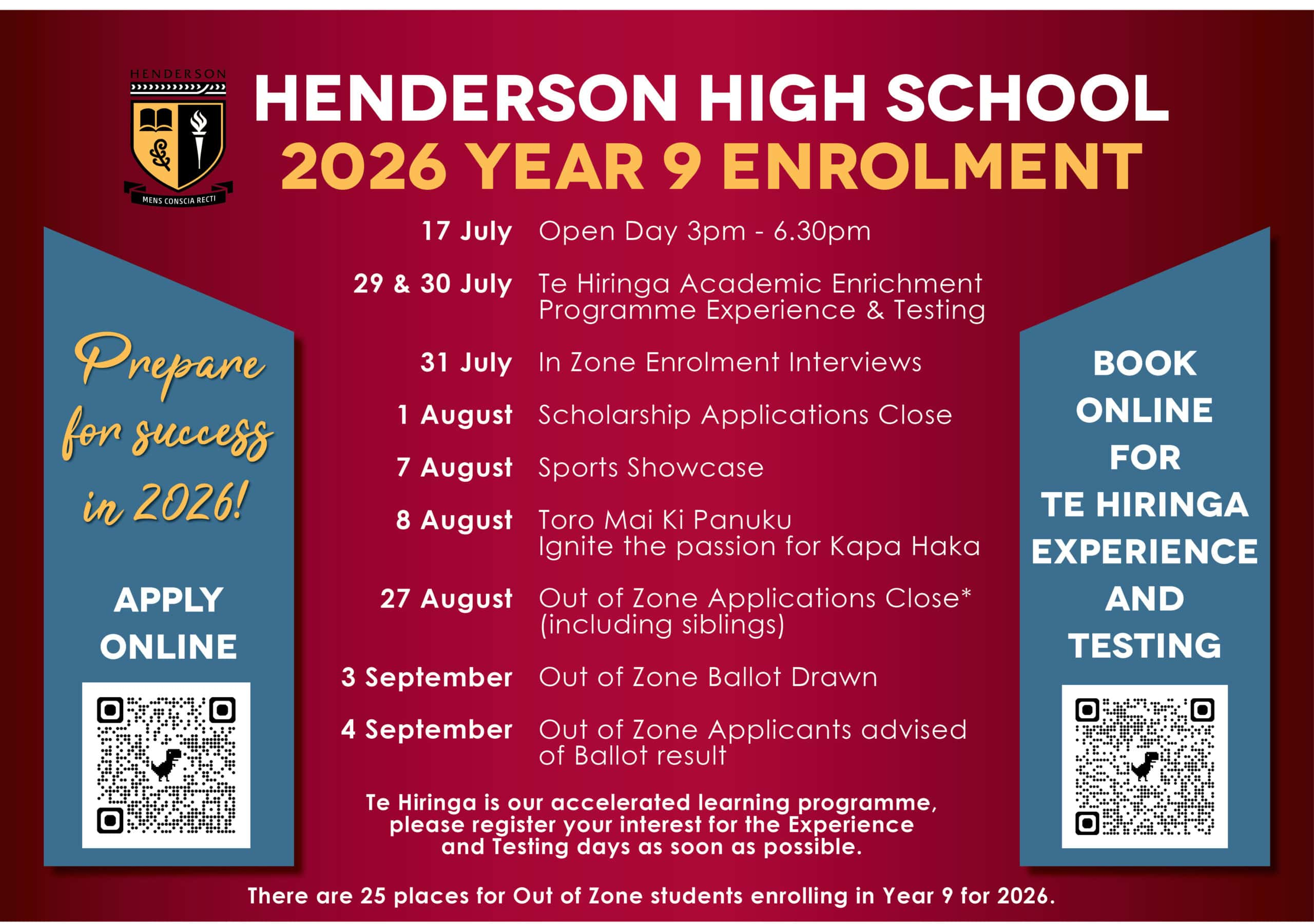 2026 Year 9 Enrolment - Henderson High School inside High School Enrollment 2026