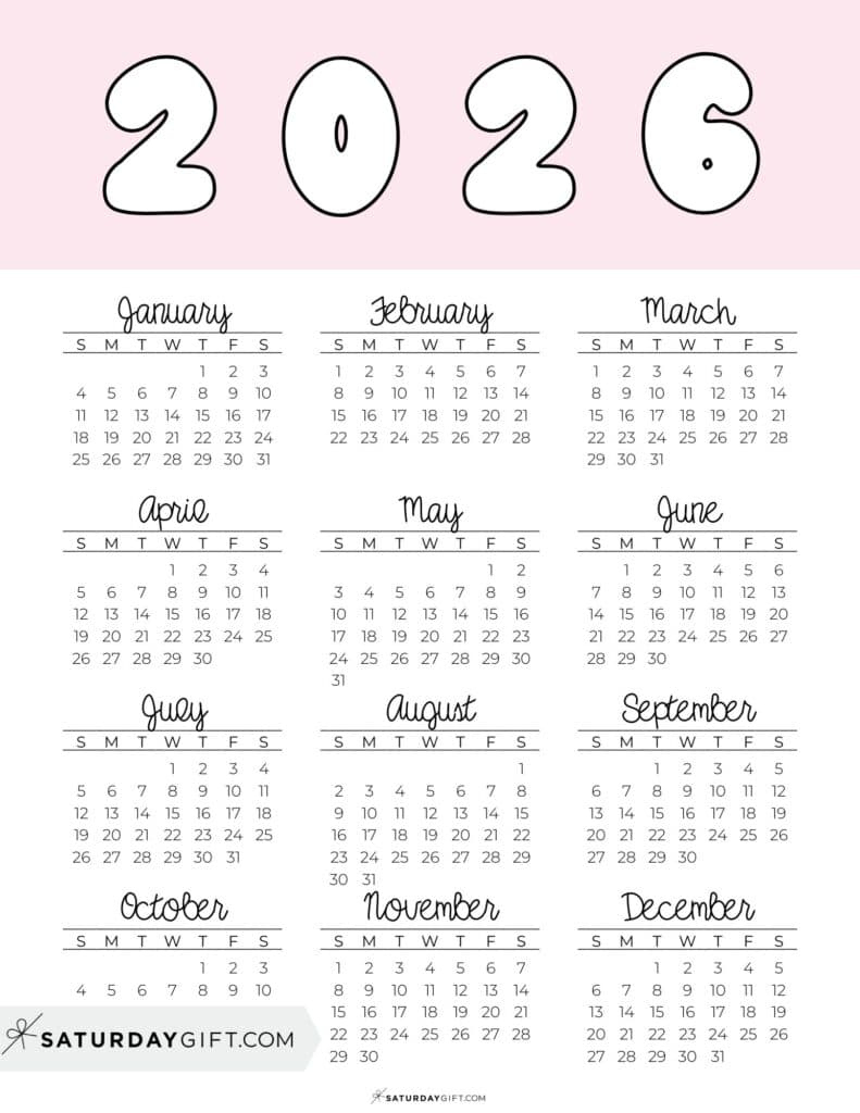 2026 Yearly Calendars - 35 Free Printables pertaining to Yearly 2026 Calendar