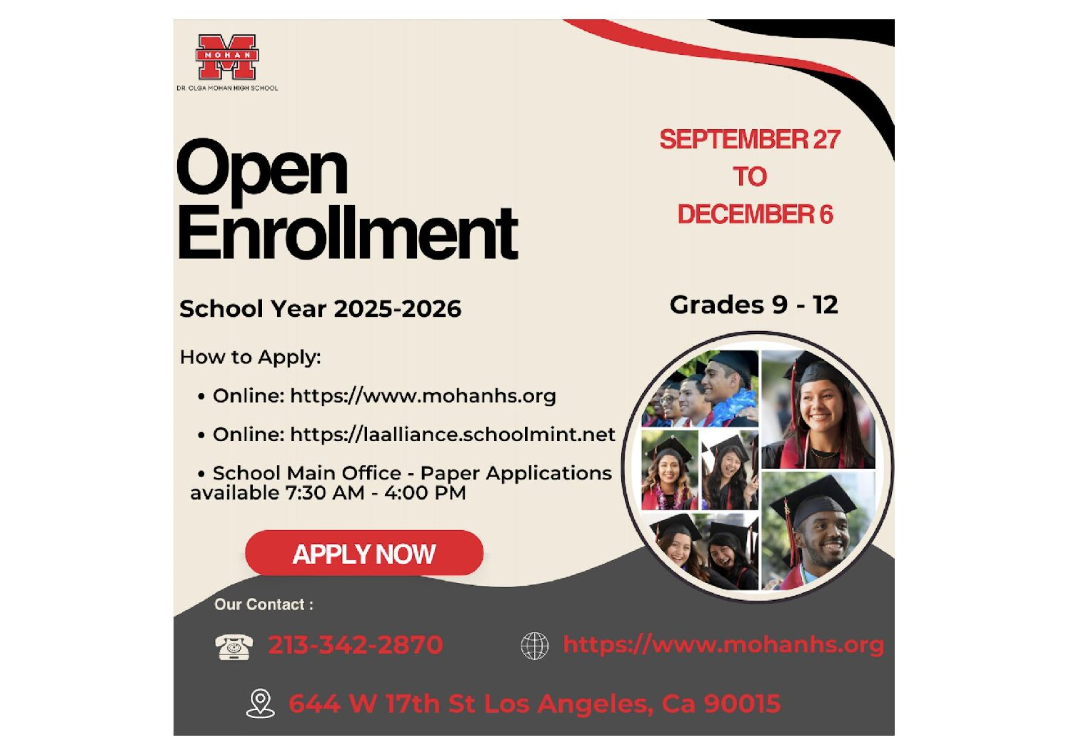 Alliance Dr. Olga Mohan High School inside High School Enrollment 2026