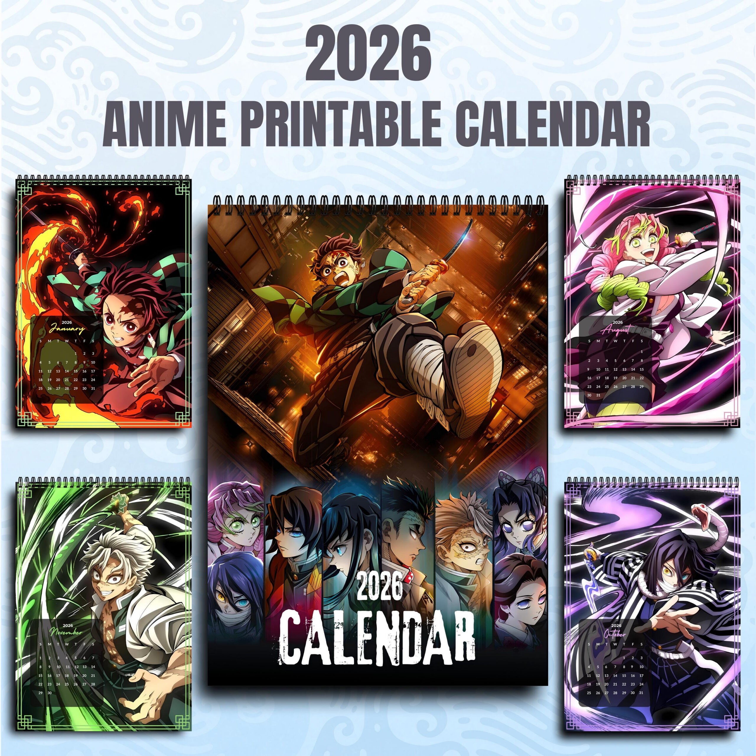 Anime Calendar 2026 Demon Slayer Printable Pdf (Digital Download for Anime Calendar 2026 Schedule