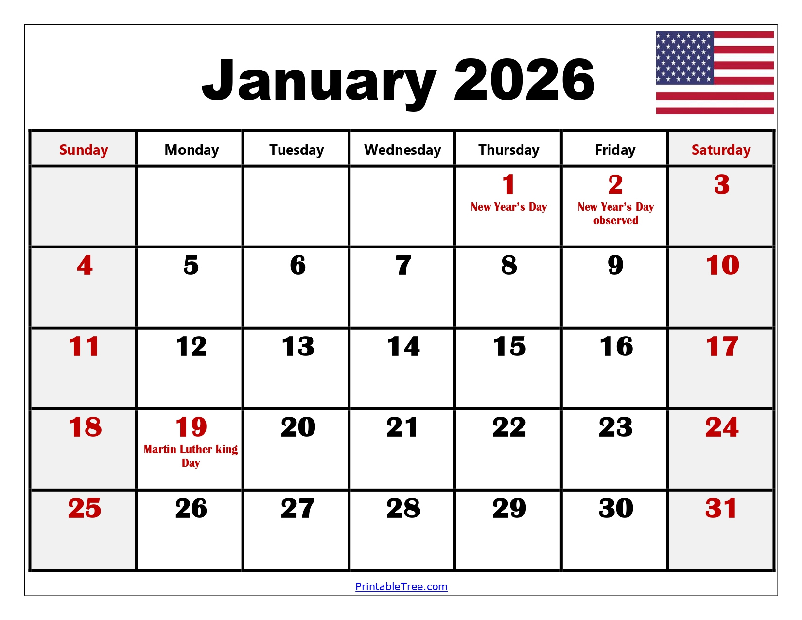 Blank January 2026 Calendar Printable Pdf Templates regarding Free Printable January 2026 Monthly Calendar with Holidays