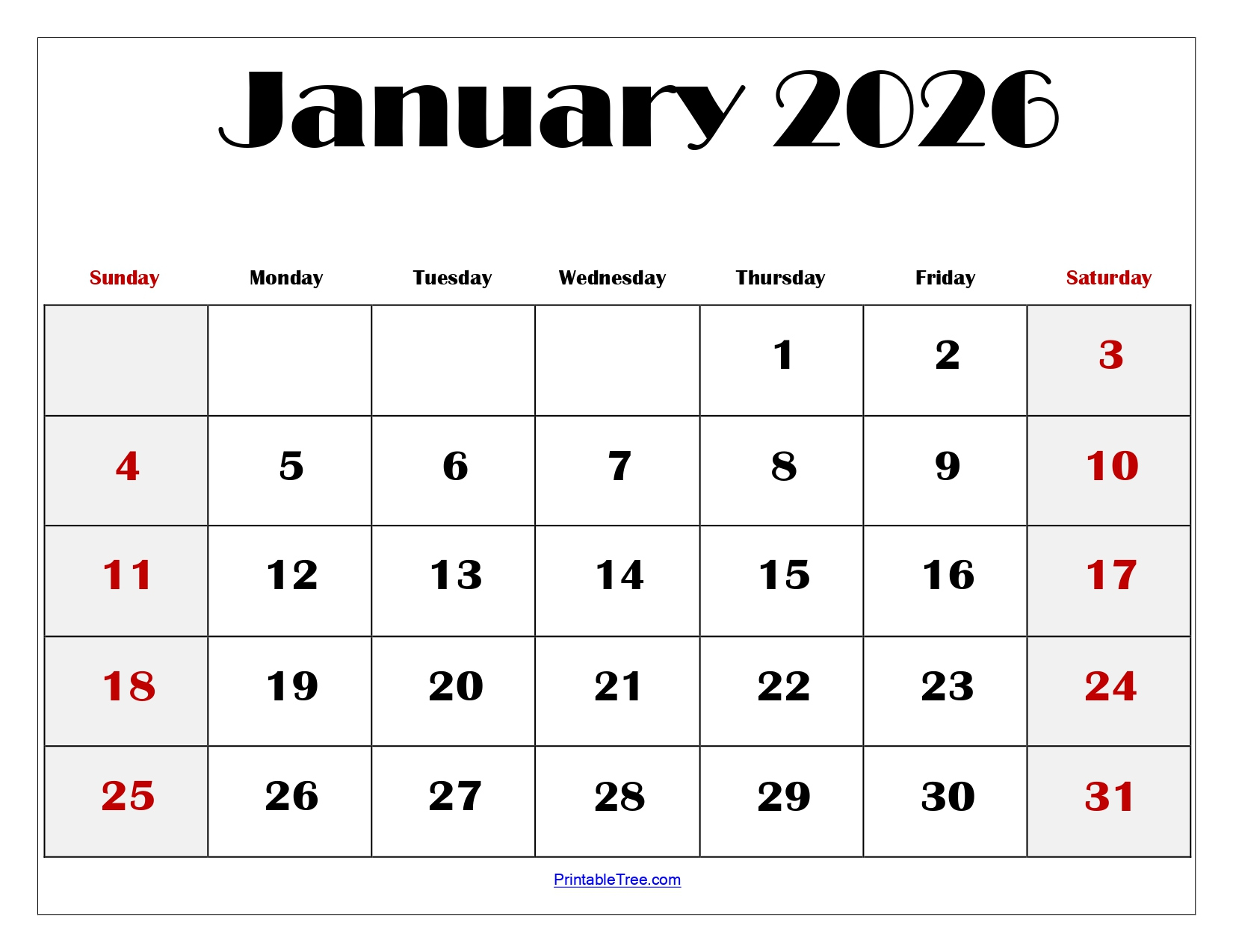 Blank January 2026 Calendar Printable Pdf Templates throughout January 2026 And February Printable Calendar