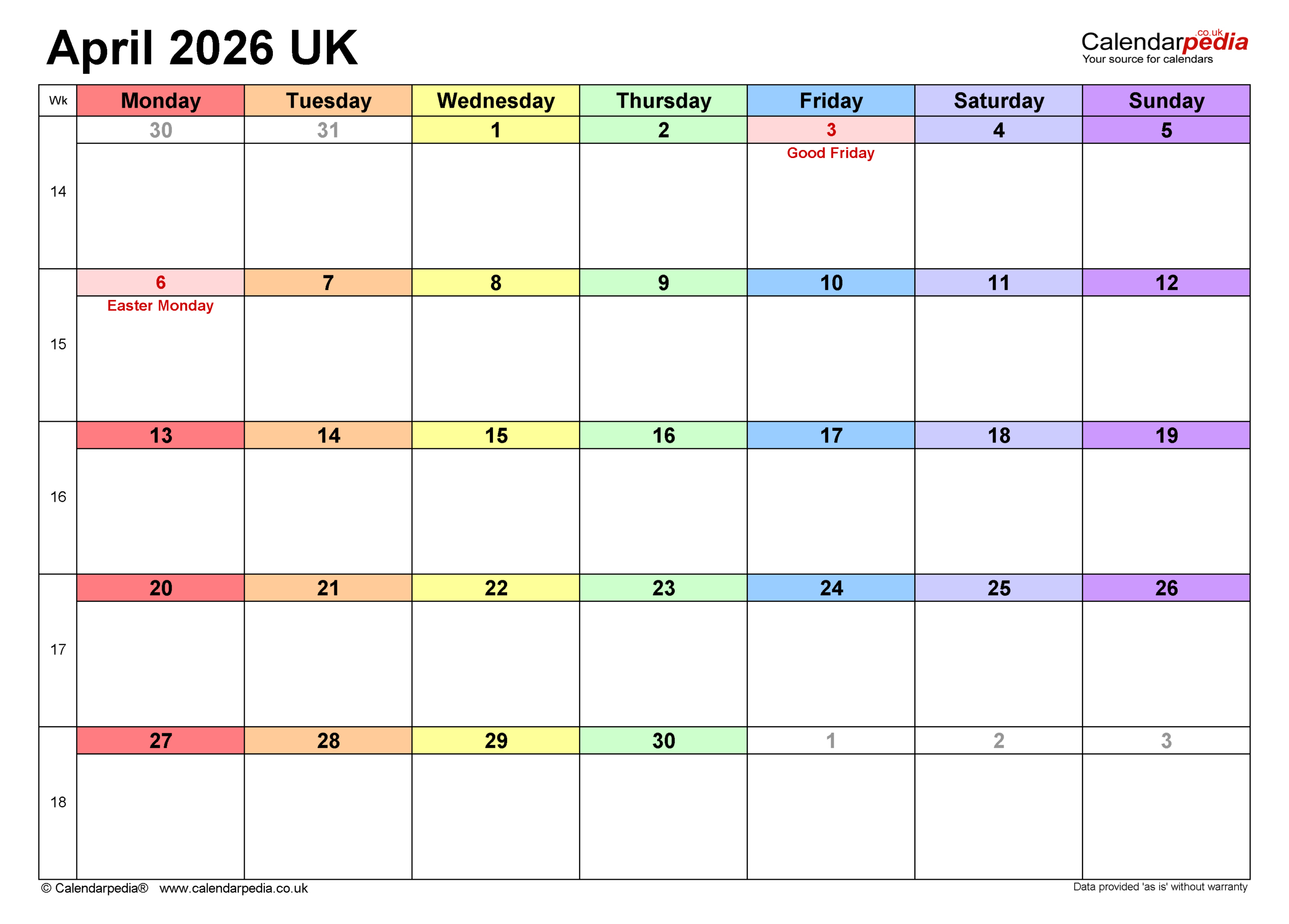 Calendar April 2026 Uk With Pdf, Excel And Word Templates with Attendance Sheet April 2026