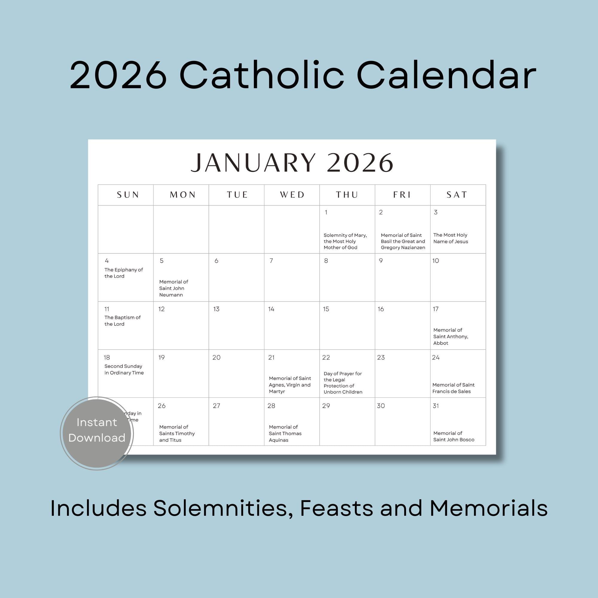 Catholic Desk Calendar 2026 - Etsy intended for Nyc Catholic School Calendar 2026 To 2027