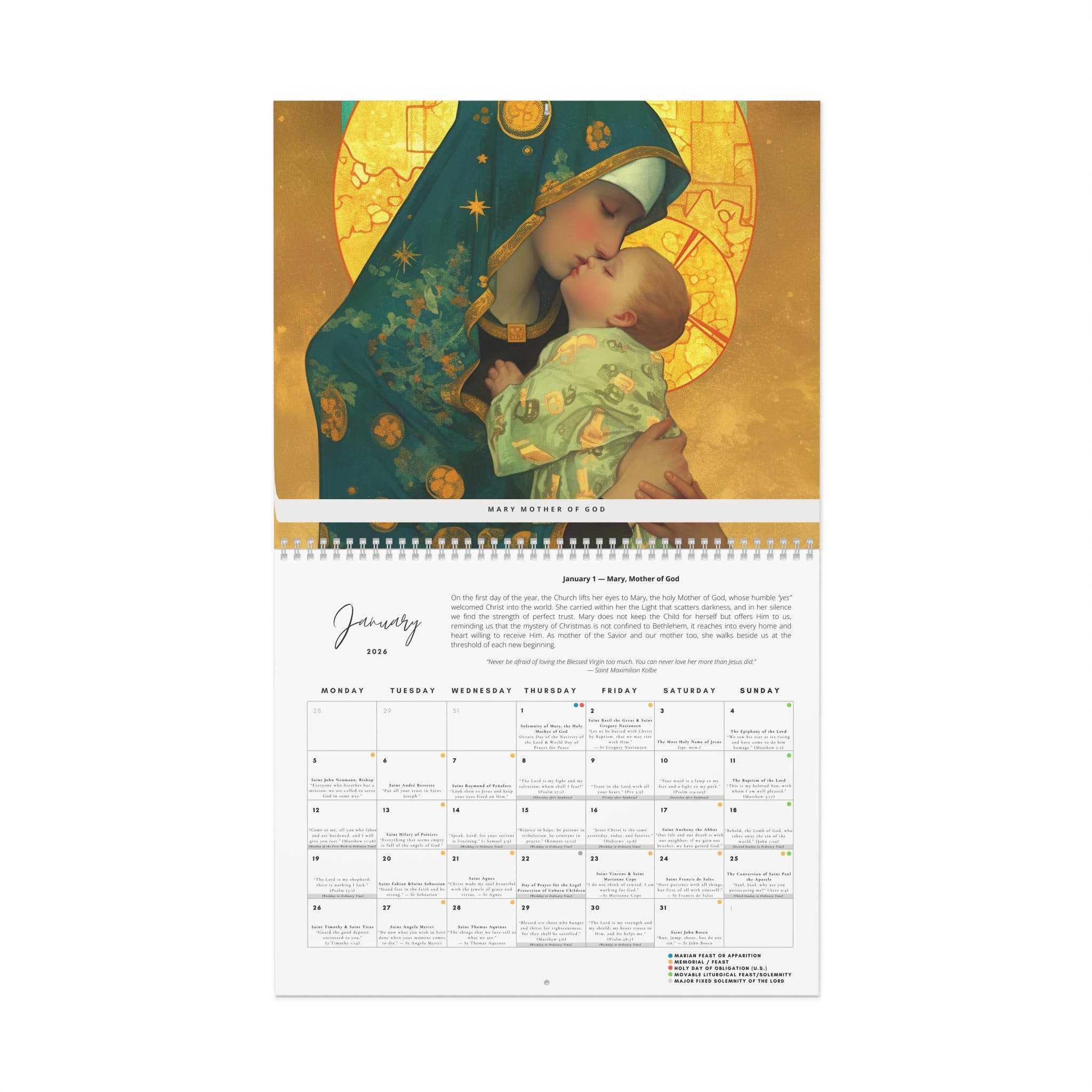 Catholic Liturgical Calendar 2026 - Saints, Solemnities & Marian for Catholic Calendar January 2026