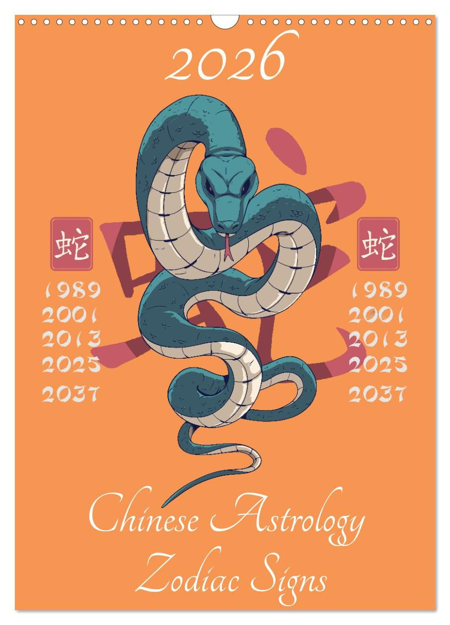 Chinese Astrology Zodiac Signs (Wall Calendar 2026 Din A3 Portrait inside Chinese Wall Calendar 2026