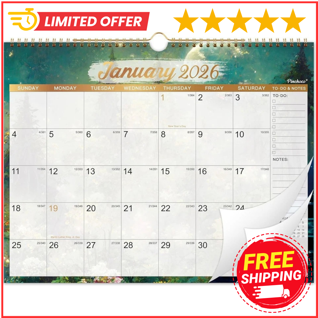 Cute Calendar 2026 Wall Calendar - 2026 Calendar, 12 Months Wall with 2026 Monthly Calendar With Julian Dates