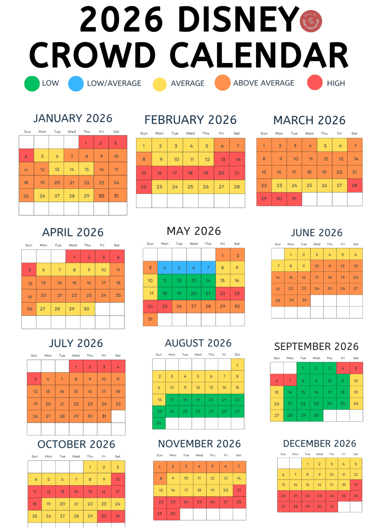 Disney World Crowd Calendar 2026 within WDW Attendance Calendar 2026