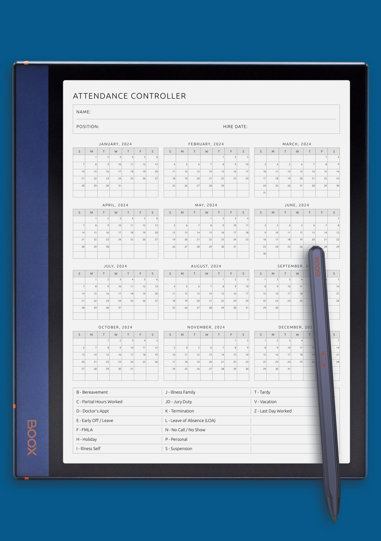 Download Printable Attendance Controller Template Pdf within Attendance Controller 2026 Printable