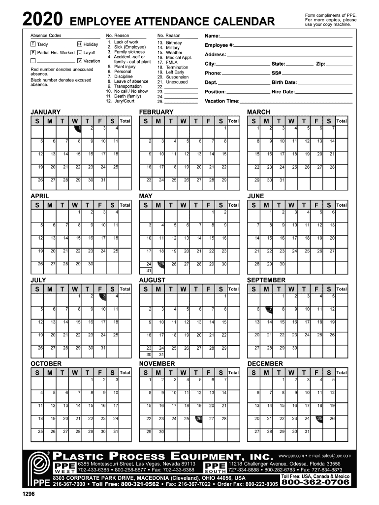 Employee Attendance Calendar: Fill Out & Sign Online | Dochub in Free Printable Employee Attendance Calendar