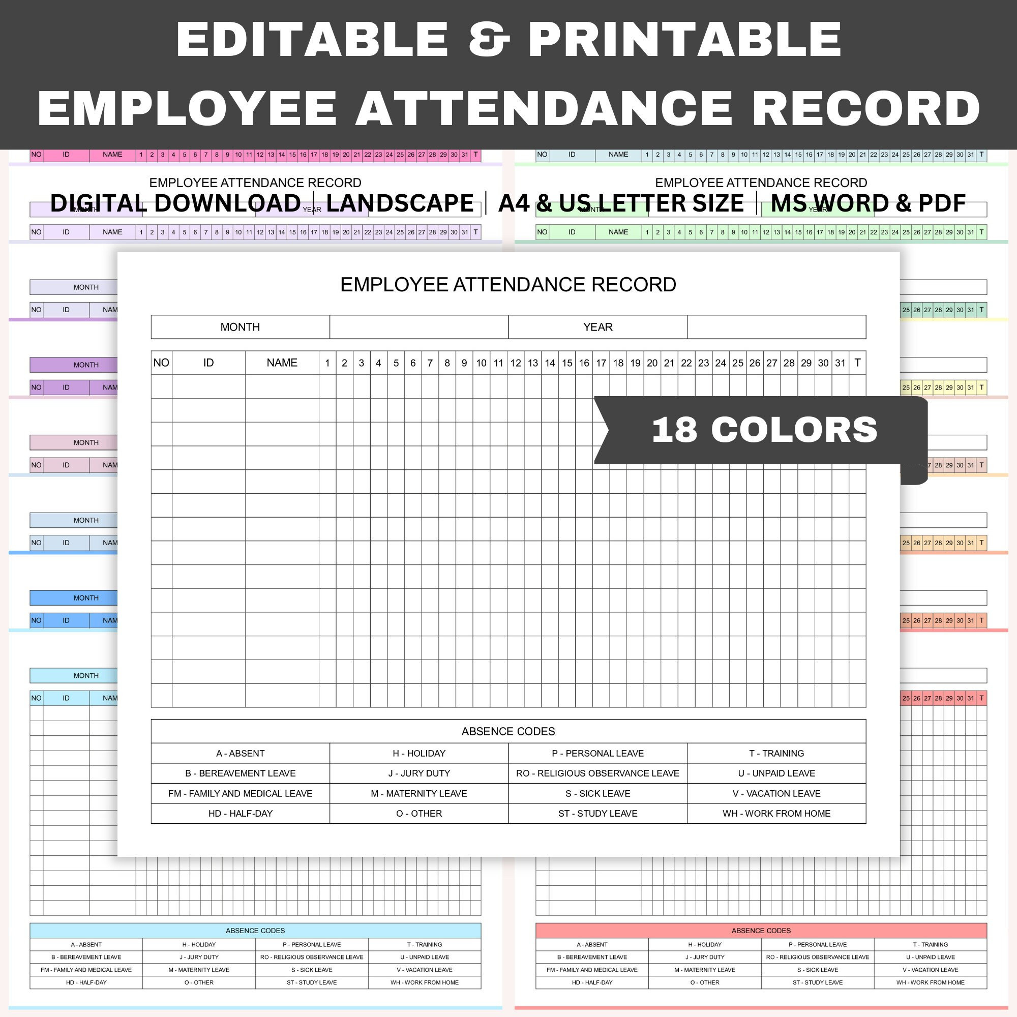 Employee Records Download - Etsy Uk pertaining to Ppe Employee Attendance Calendar 2026