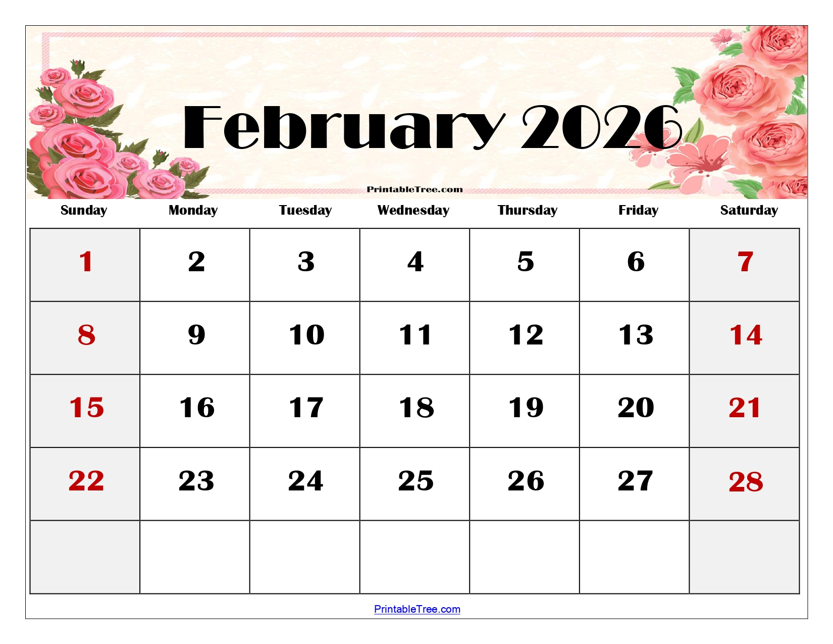 February 2026 Calendar Printable Pdf With Holidays Templates intended for February 2026 Calendar Page