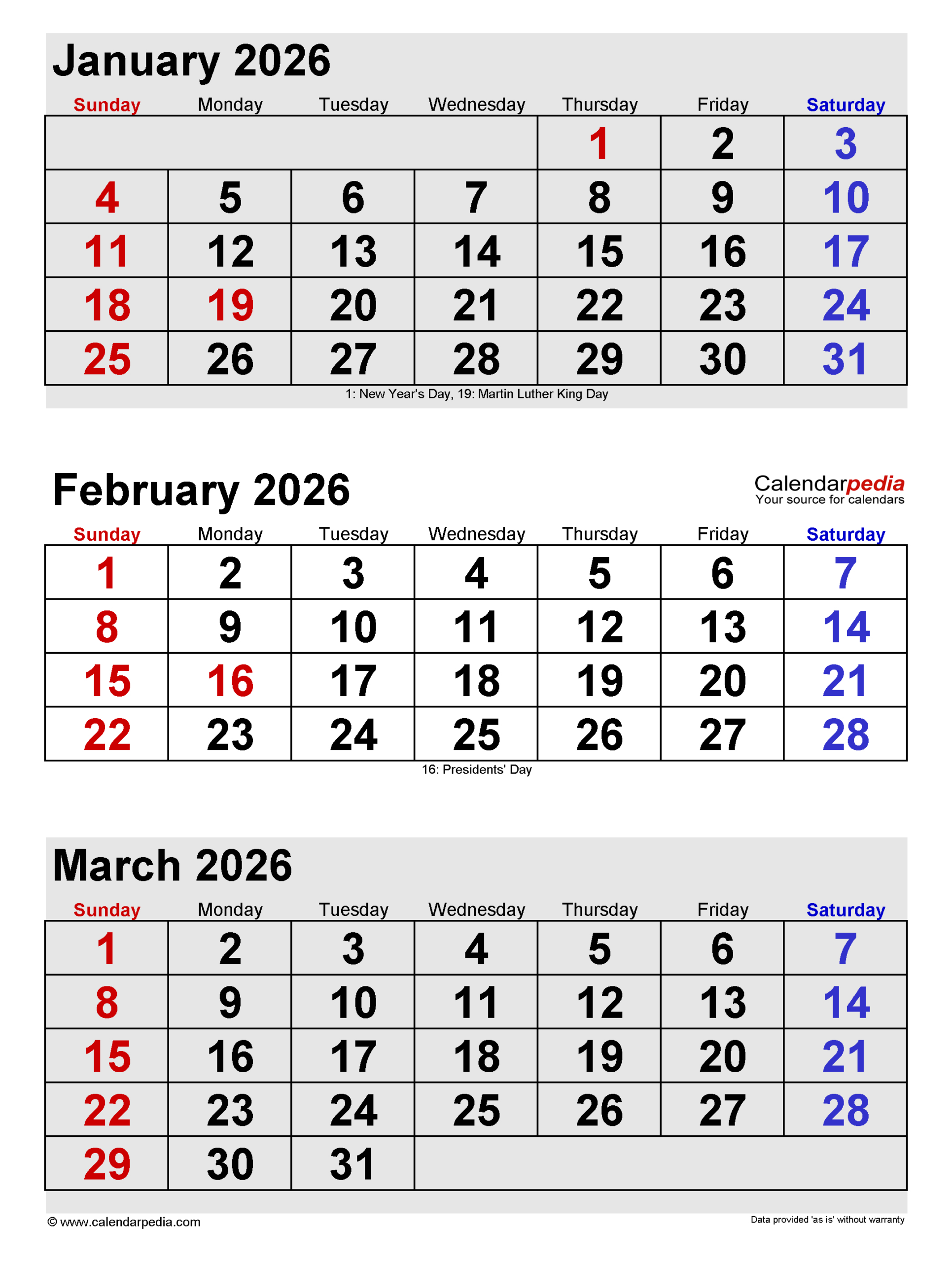 February 2026 Calendar | Templates For Pdf, Excel And Word with January February 2026 Calendar Printable