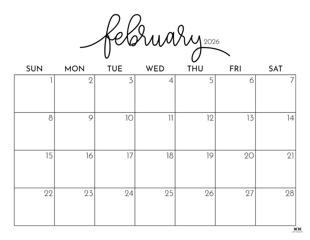 February 2026 Calendars - 123 Free Printables | Printabulls intended for February 2026 Calendar Page