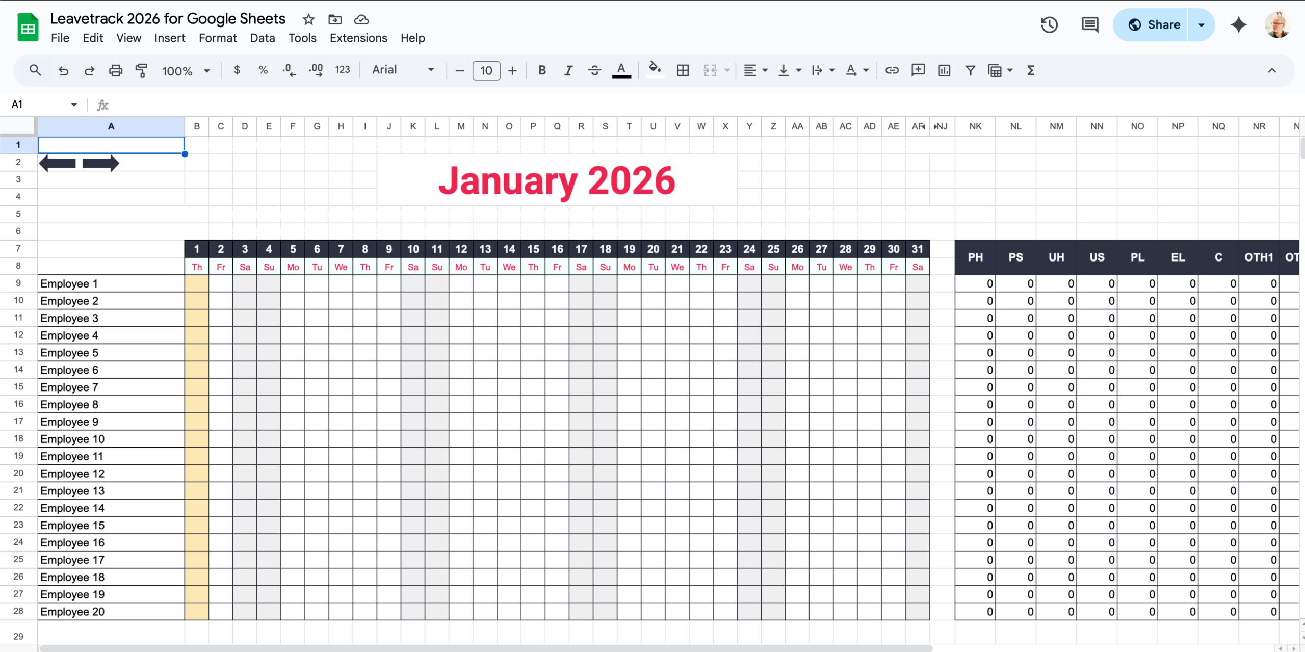 Free 2026 Excel And Google Sheets Holiday Planner - Employee Leave intended for Absence Calendar 2026 Free Download