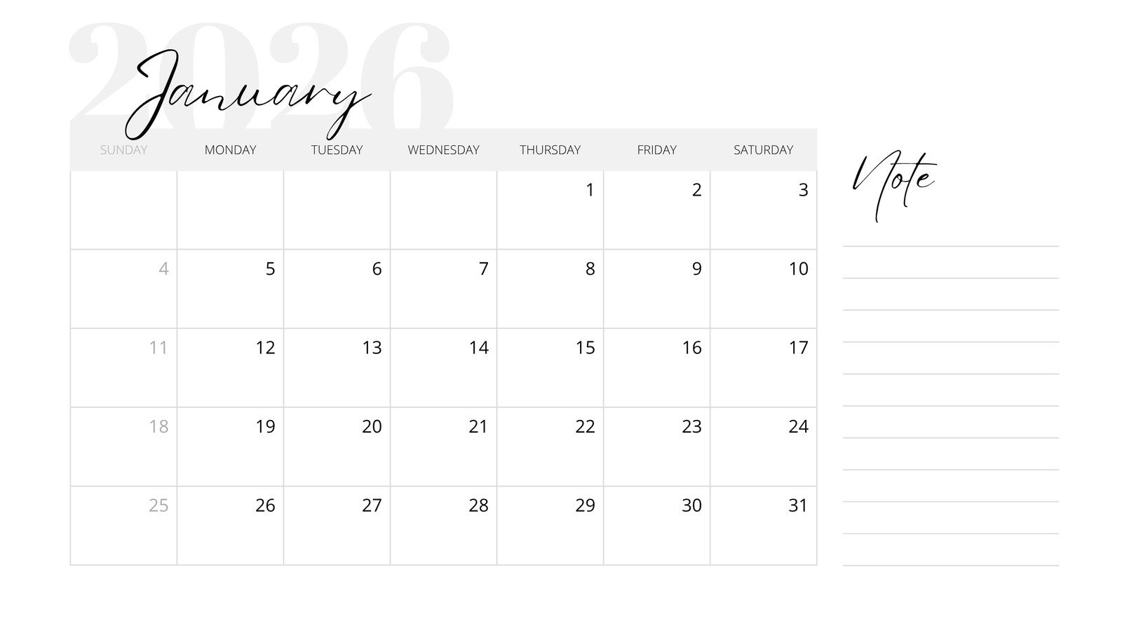 Free And Editable January 2026 Calendar Templates | Canva in Blank Printable January 2026 Calendar
