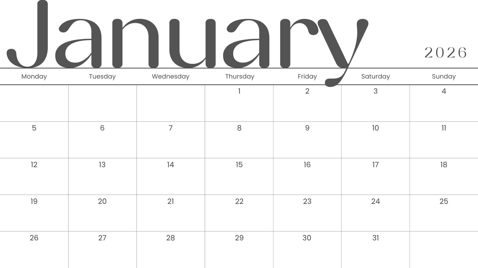 Free And Editable January 2026 Calendar Templates | Canva in January 2026 Calendar Planner Printable