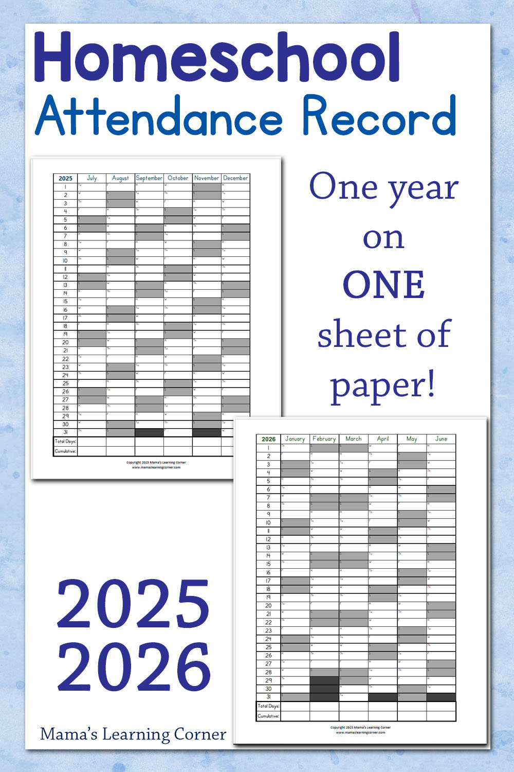 Free Homeschool Attendance Record For 2025–2026 - Mamas Learning intended for Class Attendance Register 2026