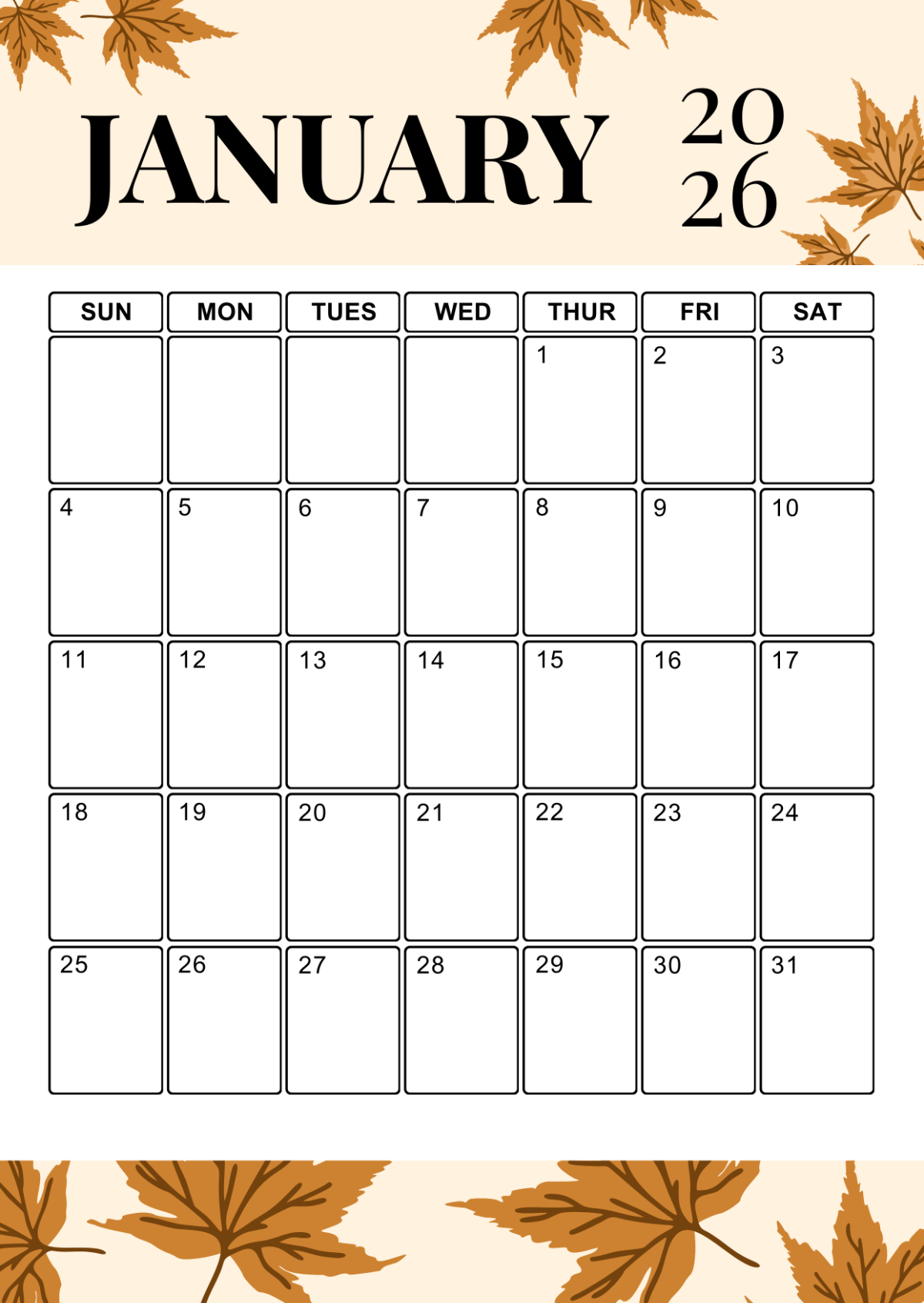 Free Portrait January 2026 Calendar Template To Edit Online pertaining to January 2026 Calendar Printable Portrait