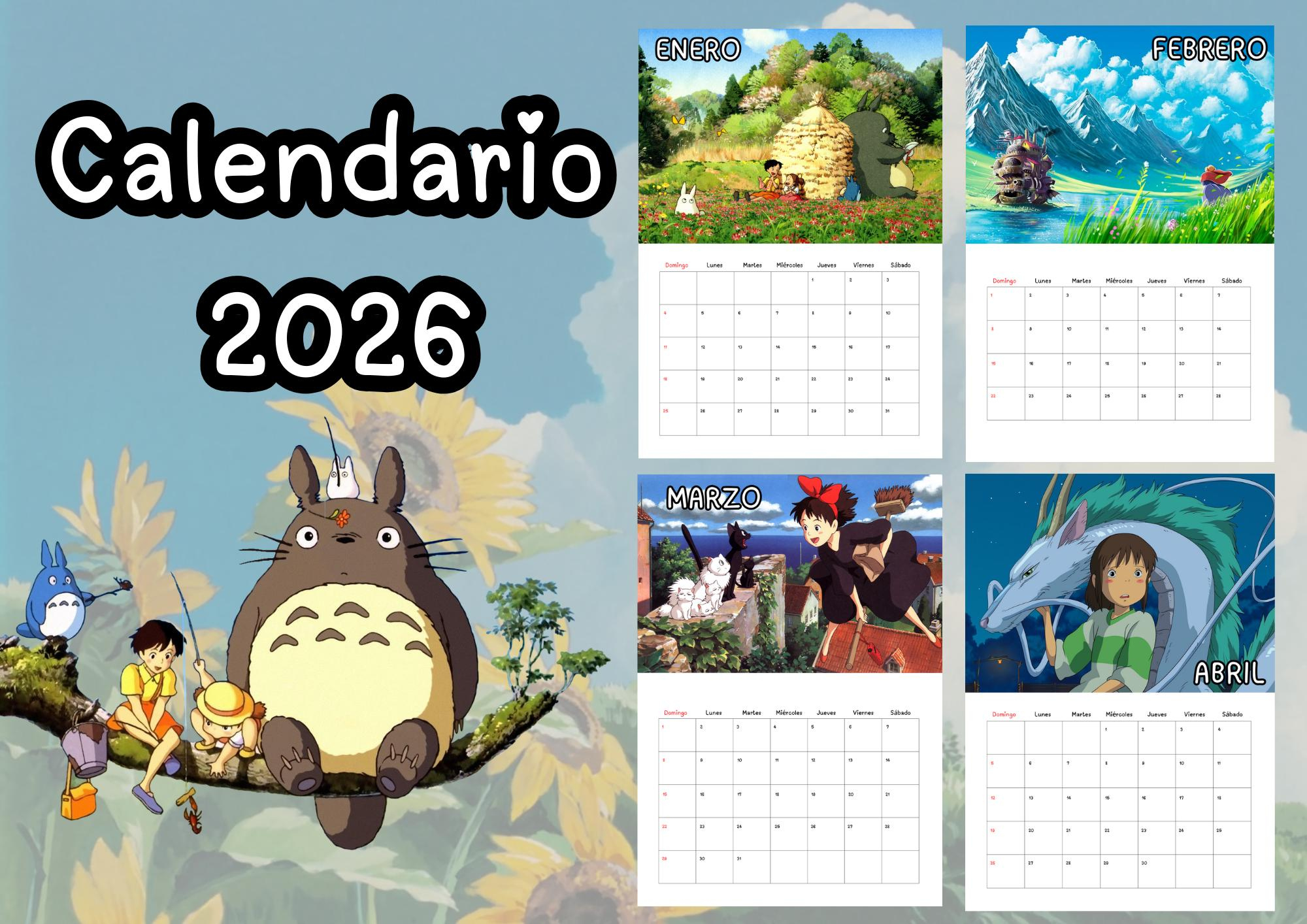 Ghibli Anime Calendar 2026 - Adjustable A3 - A4 Canvas - Chihiro with Anime Calendar 2026 Schedule