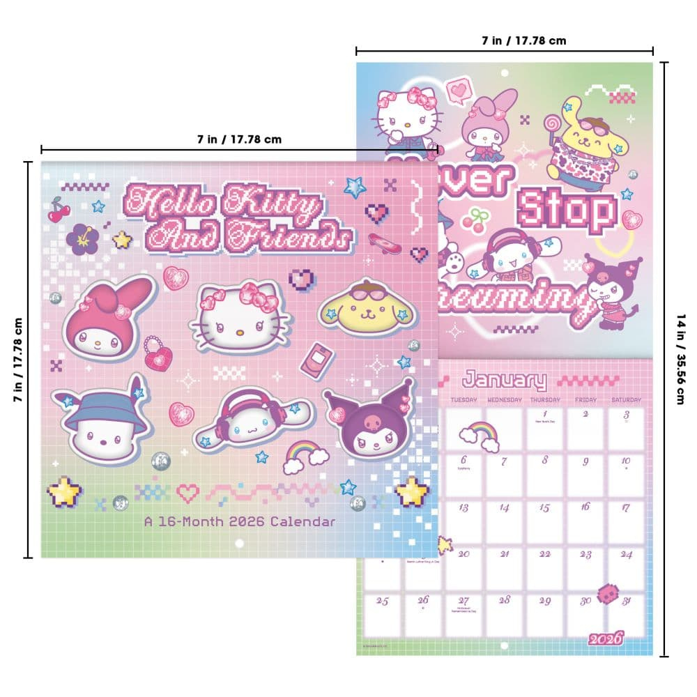 Hello Kitty 2026 Mini Wall Calendar - Calendars throughout Hello Kitty Calendar 2026 With Holidays