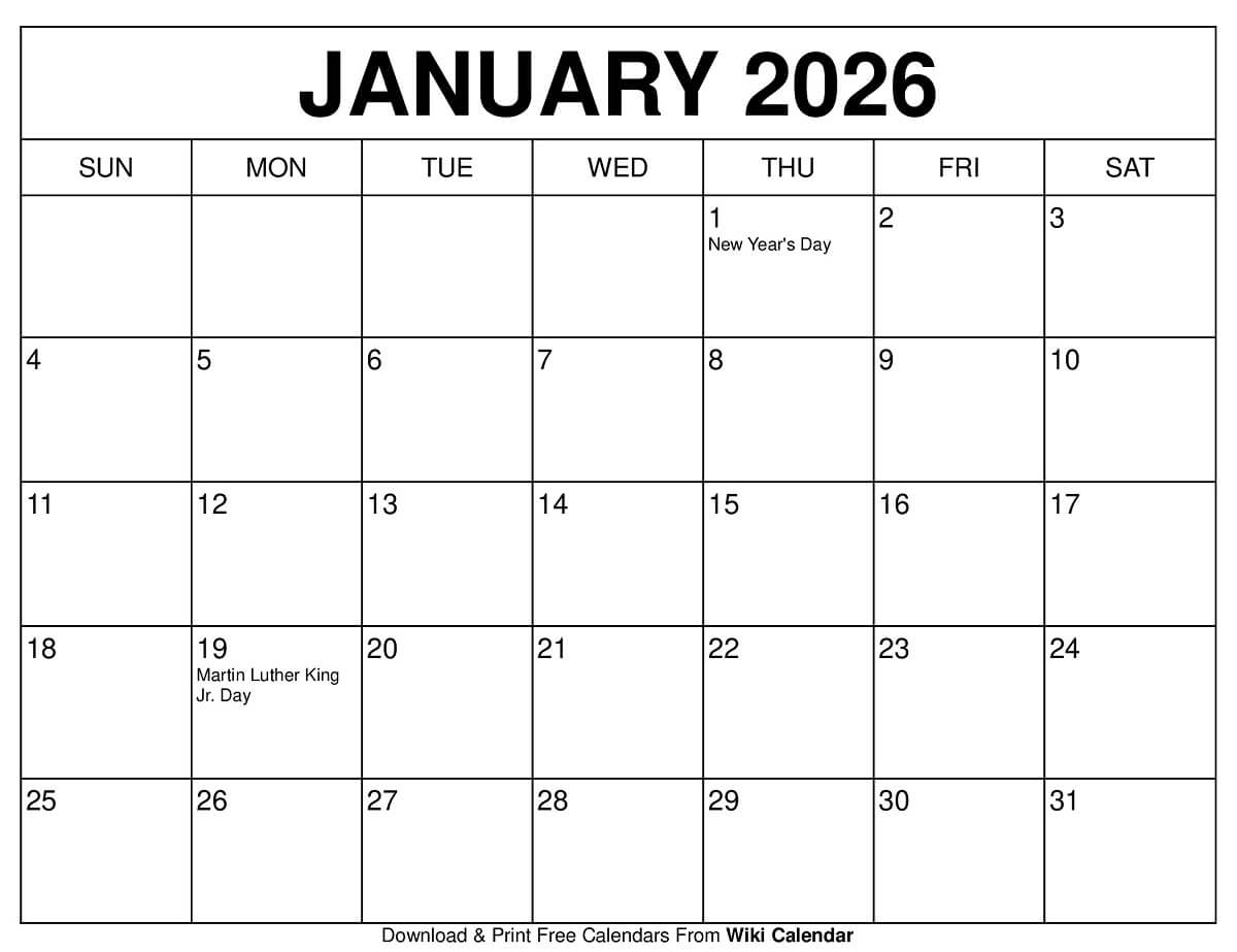 January 2026 Calendar - Printable Templates & More regarding January 2026 Printable Calendar Wiki