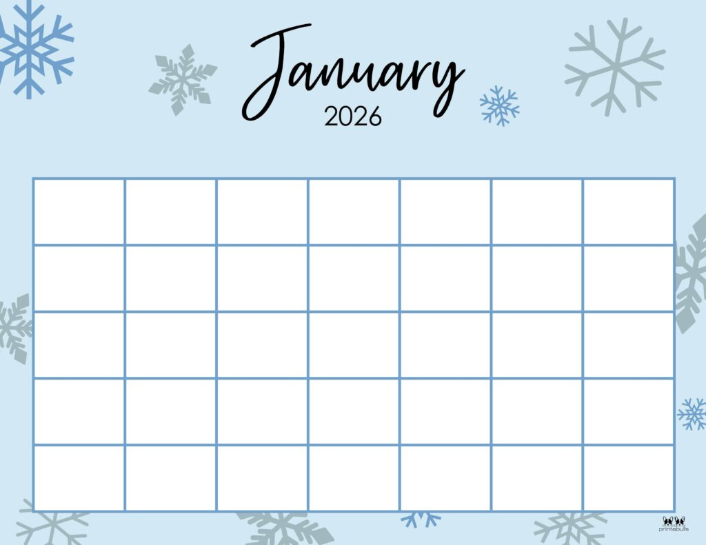 January 2026 Calendars - 123 Free Printables | Printabulls with regard to Month of January 2026 Calendar Printable