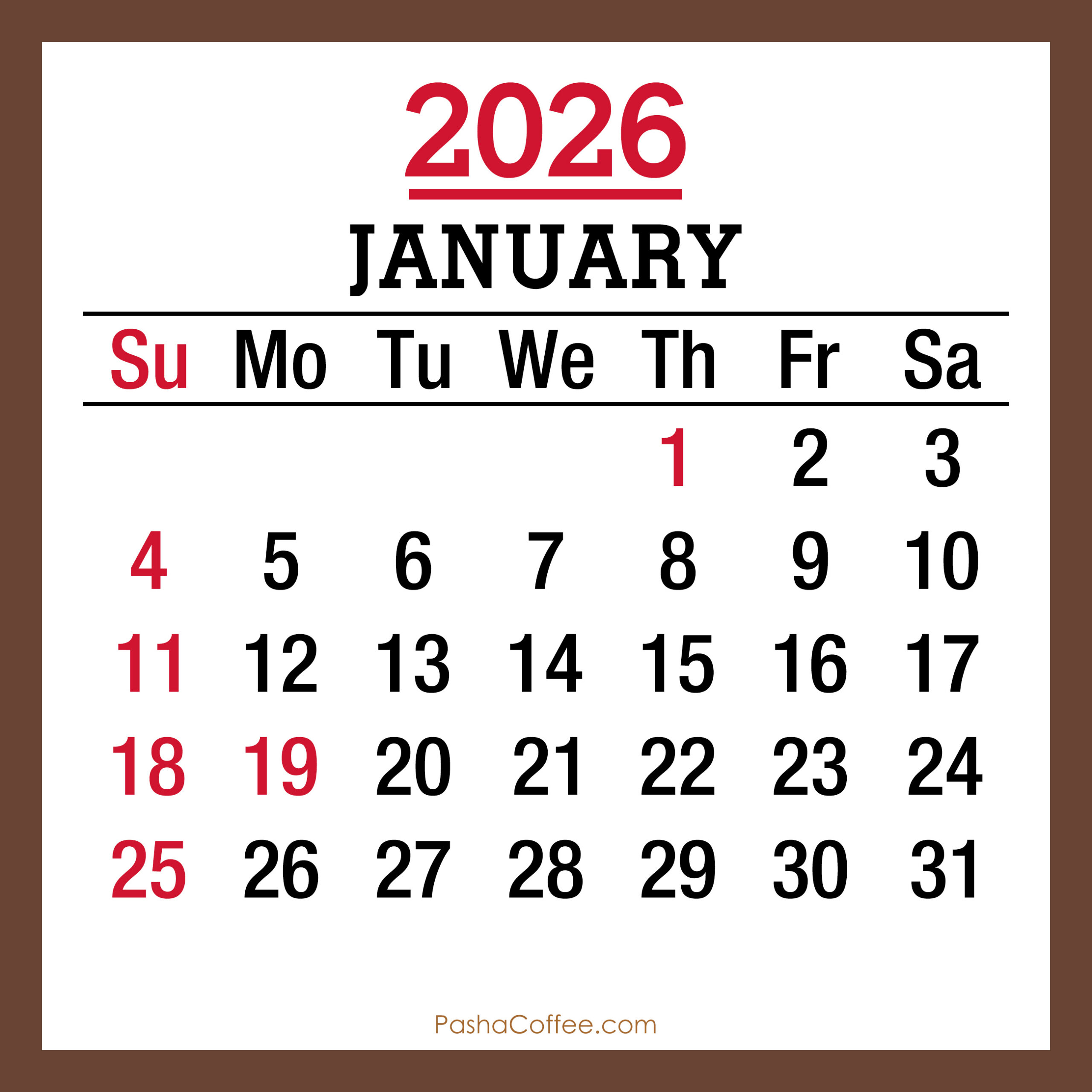 January 2026 Monthly Calendar With Holidays, Printable Free pertaining to Calendar For January 2026 With Holidays