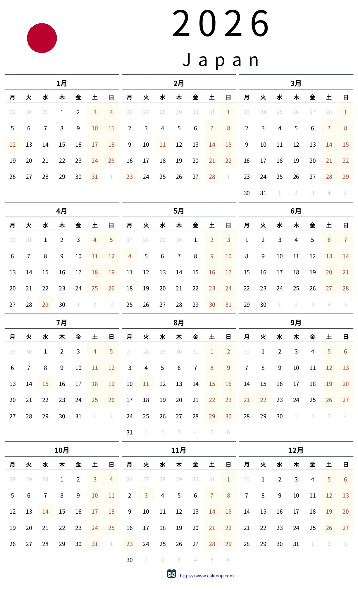 Japan Holiday Calendar 2026: Plan Your Trip &amp;amp; Enjoy Every Day Off with Japanese Calendar 2026 With Holidays