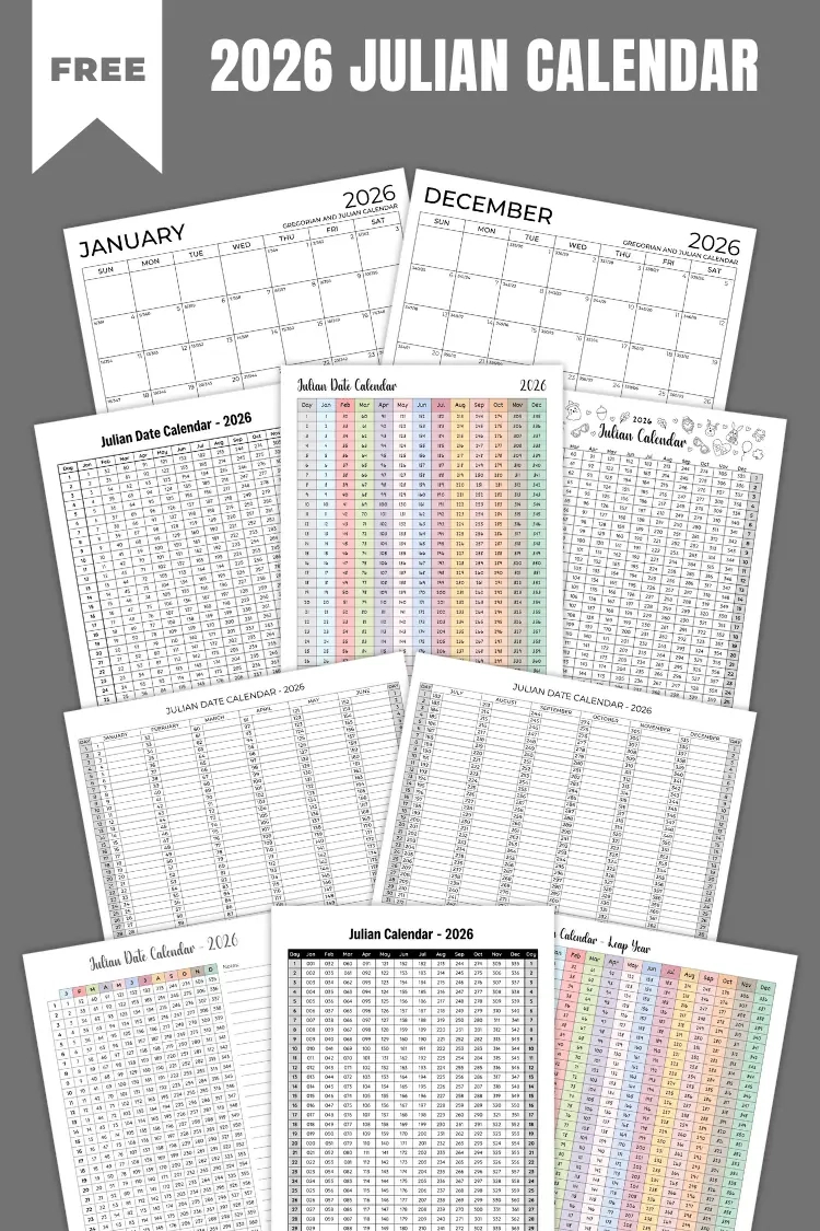 Julian Calendar 2026 | Free Pdf Printables intended for Julian Date Calendar 2026 - 2027